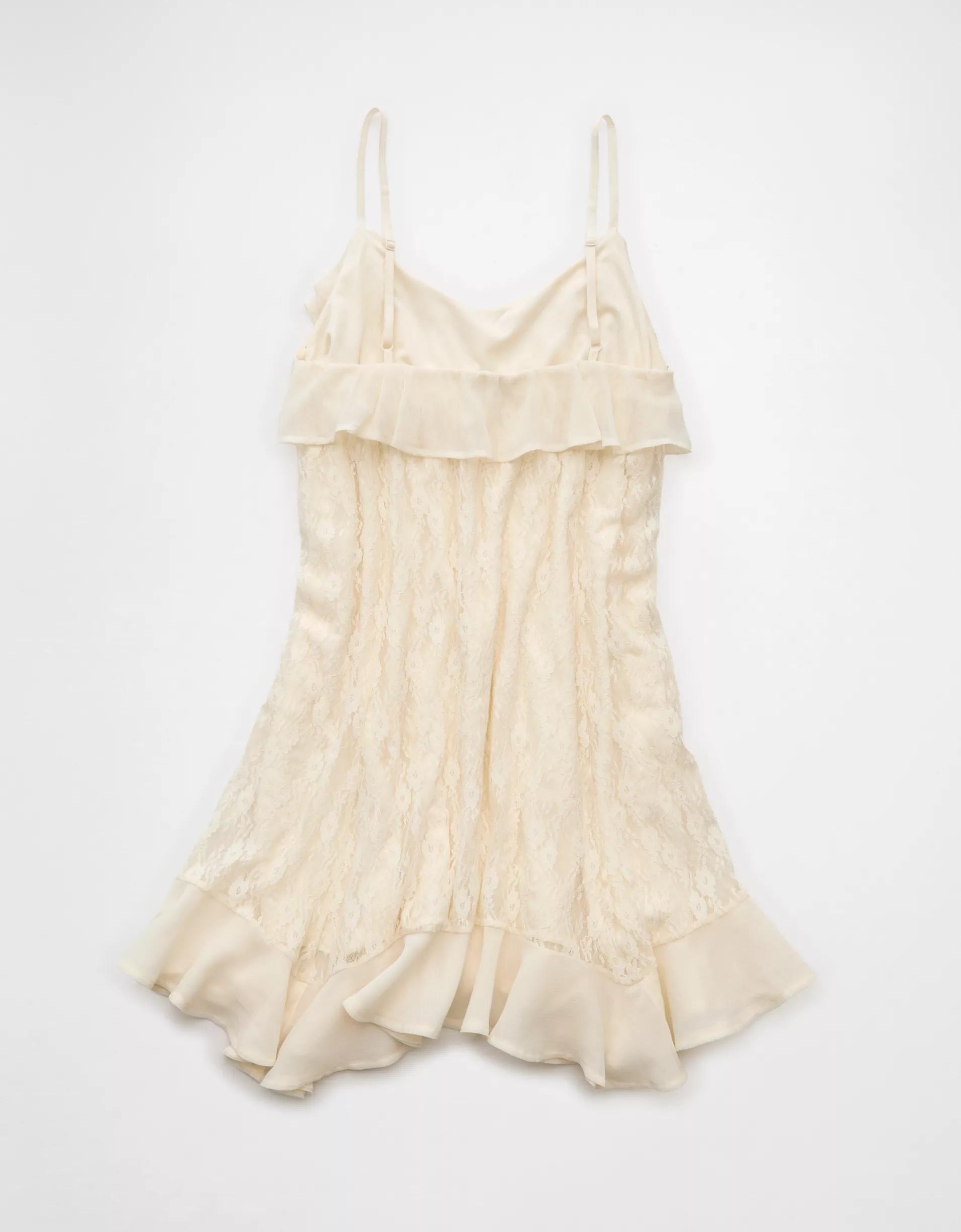 AE Lace Handkerchief Hem Ruffle Mini Dress Product Image