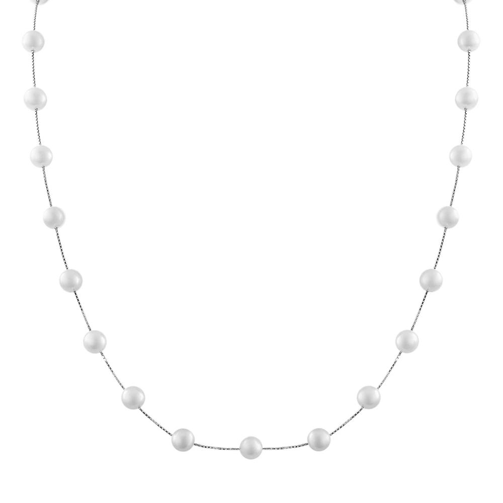 PearLustre by Imperial 10k White Gold Freshwater Cultured Pearl Station Necklace, Women's,  Product Image