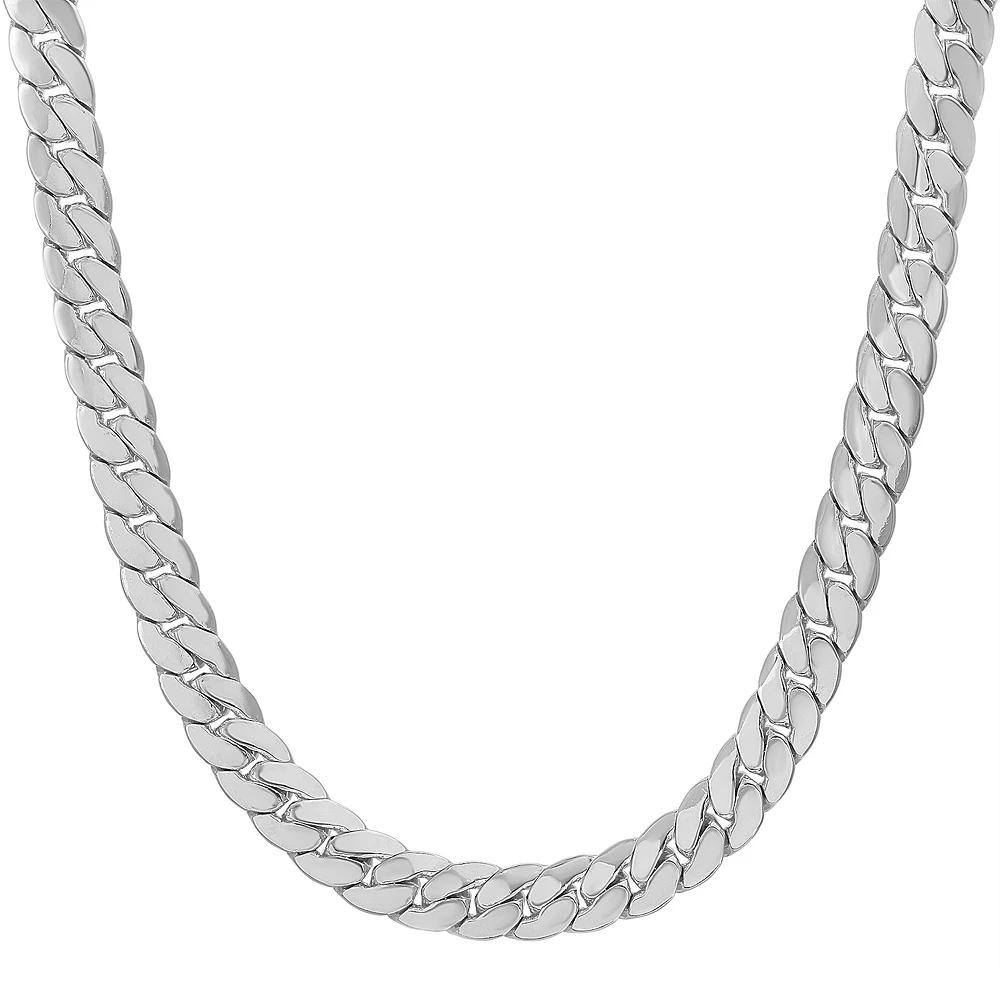 Men's 14k White Gold Plated Cuban Chain Necklace, Size: 24" Product Image