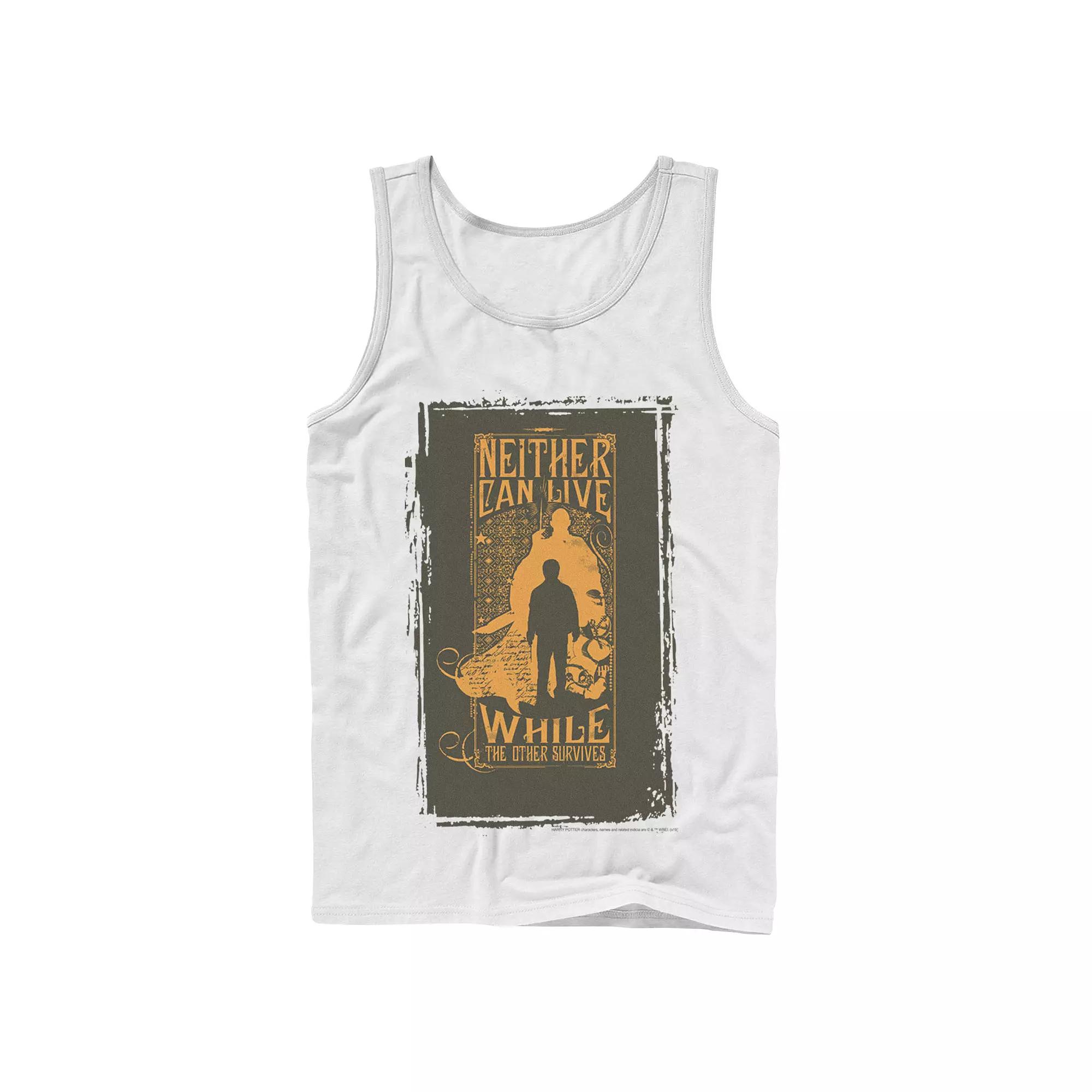Men's Harry Potter Neither Can Live While The Other Survives Quote Tank Top,  Product Image
