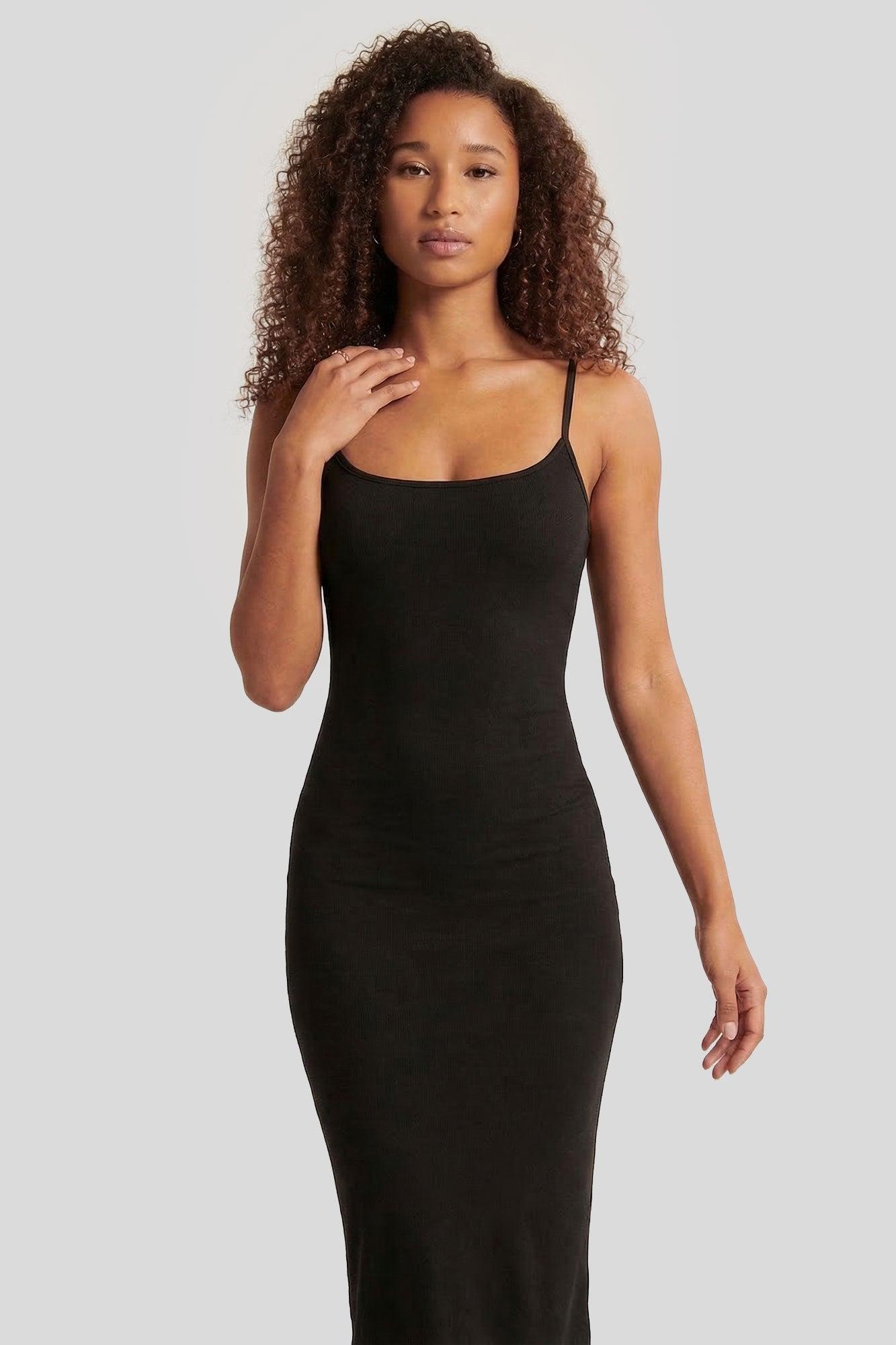 Ribbed Scoop Neck Bodycon Midi Dress Female Product Image