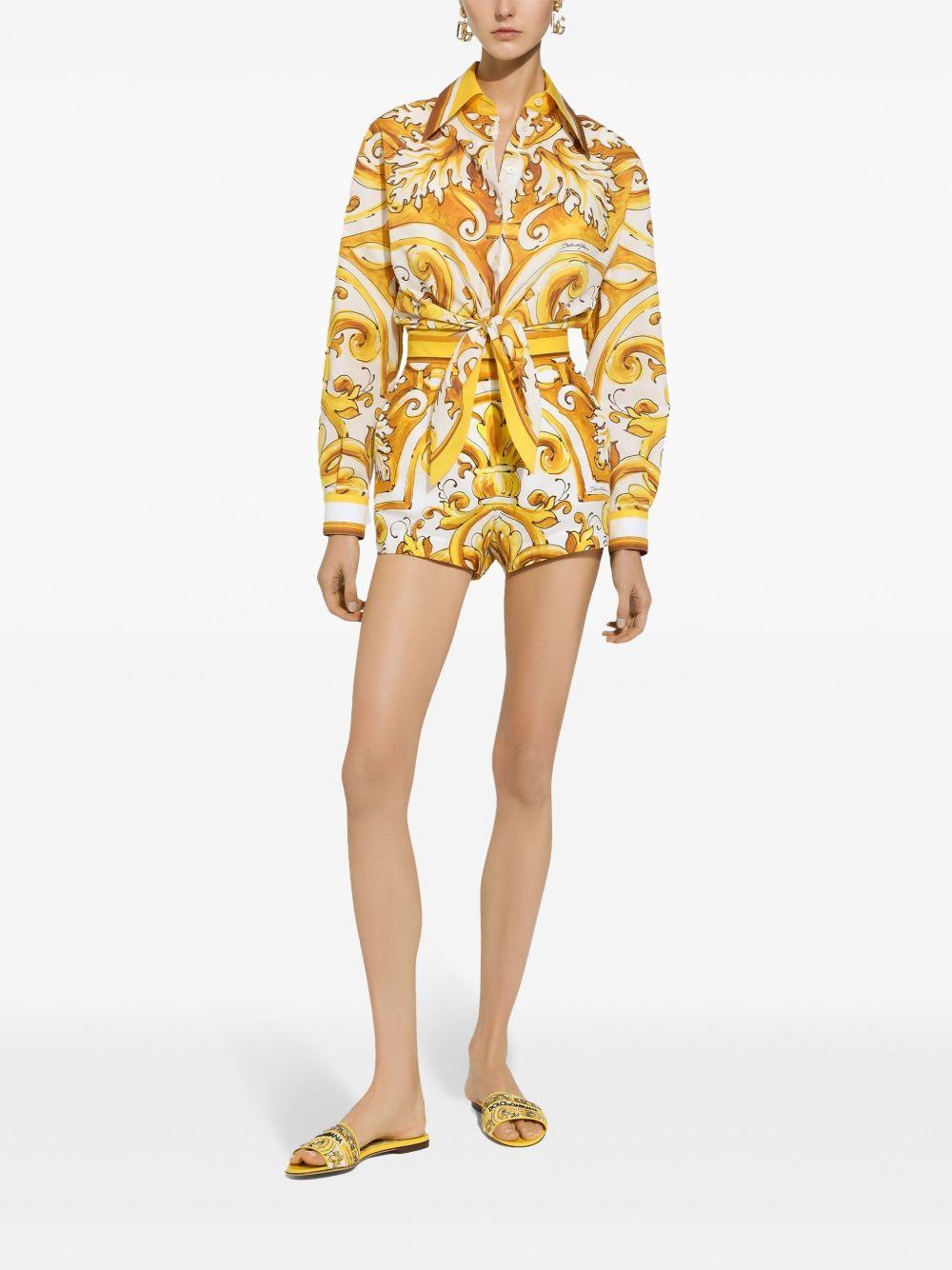 Majolica-print cotton shorts Product Image