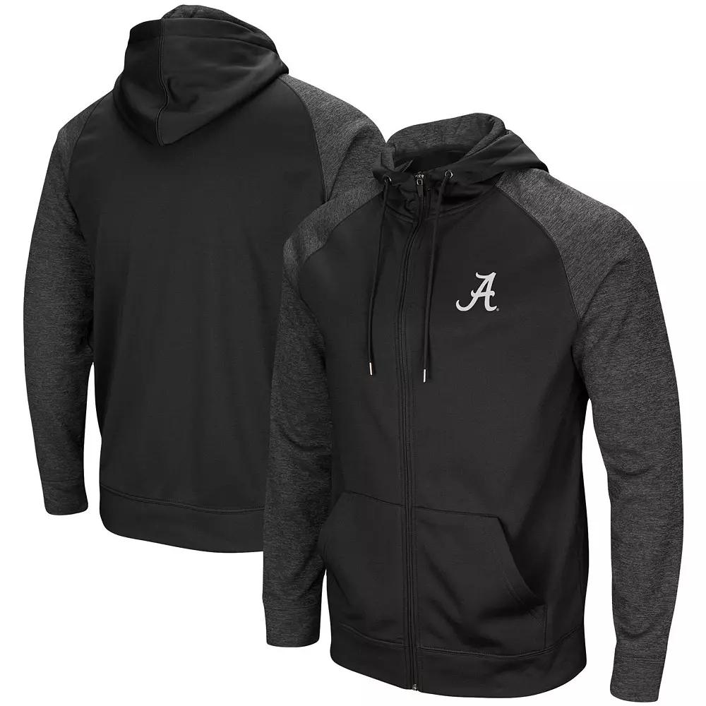 Men's Colosseum Black Alabama Crimson Tide Big & Tall Blackout Raglan Full-Zip Hoodie,  Product Image