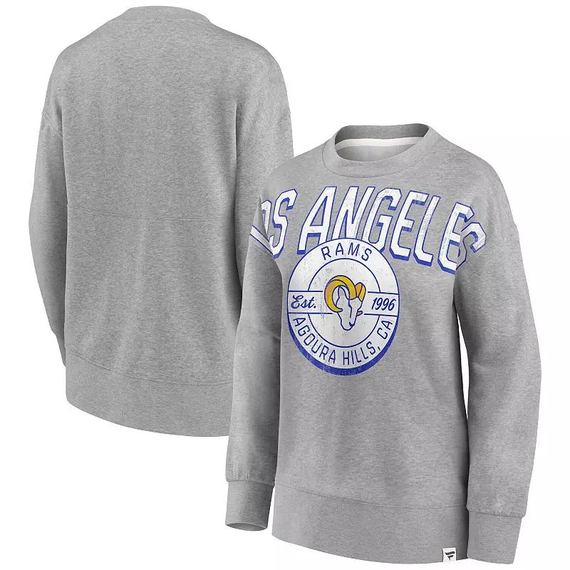 Women's Fanatics Branded Heathered Gray Los Angeles Rams Jump Distribution Tri-Blend Pullover Sweatshirt,  Product Image