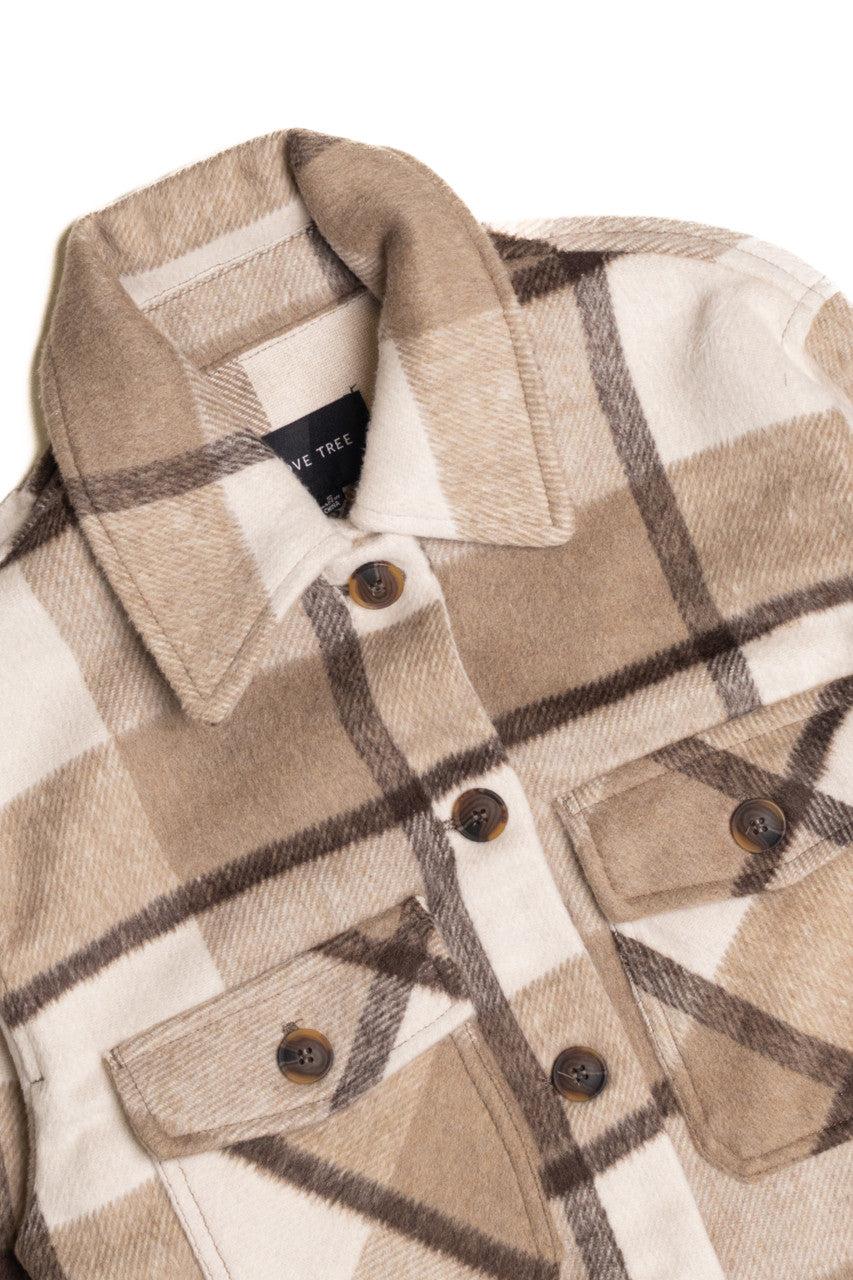 Taupe Skimmer Brushed Plaid Jacket Product Image
