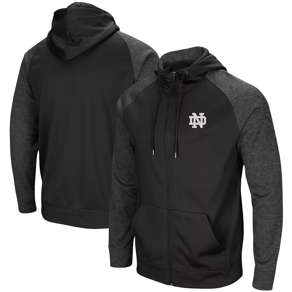 Men's Colosseum Black Oregon Ducks Big & Tall Blackout Raglan Full-Zip Hoodie,  Product Image