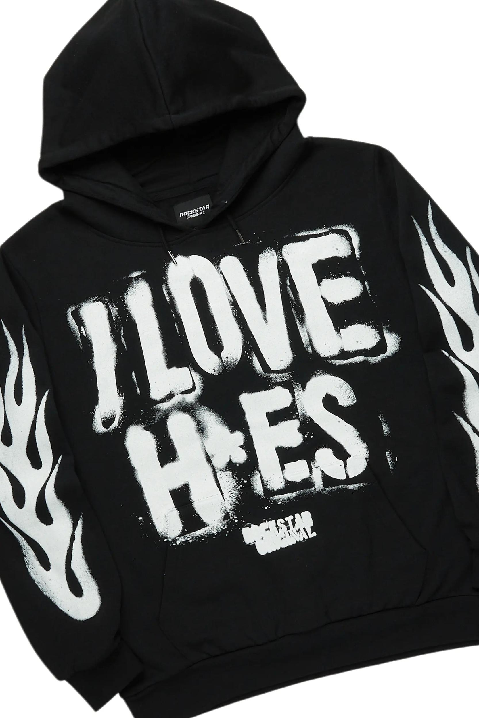 Banyan Black/White Hoodie/Baggy Fit Pant Set Male Product Image