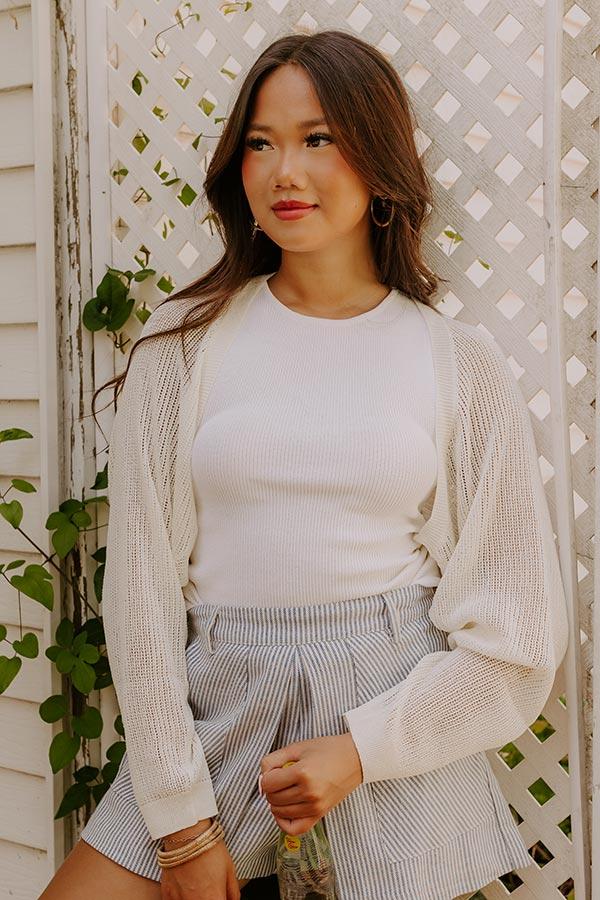 Chic Moment Linen-Blend Knit Shrug in Ivory Product Image