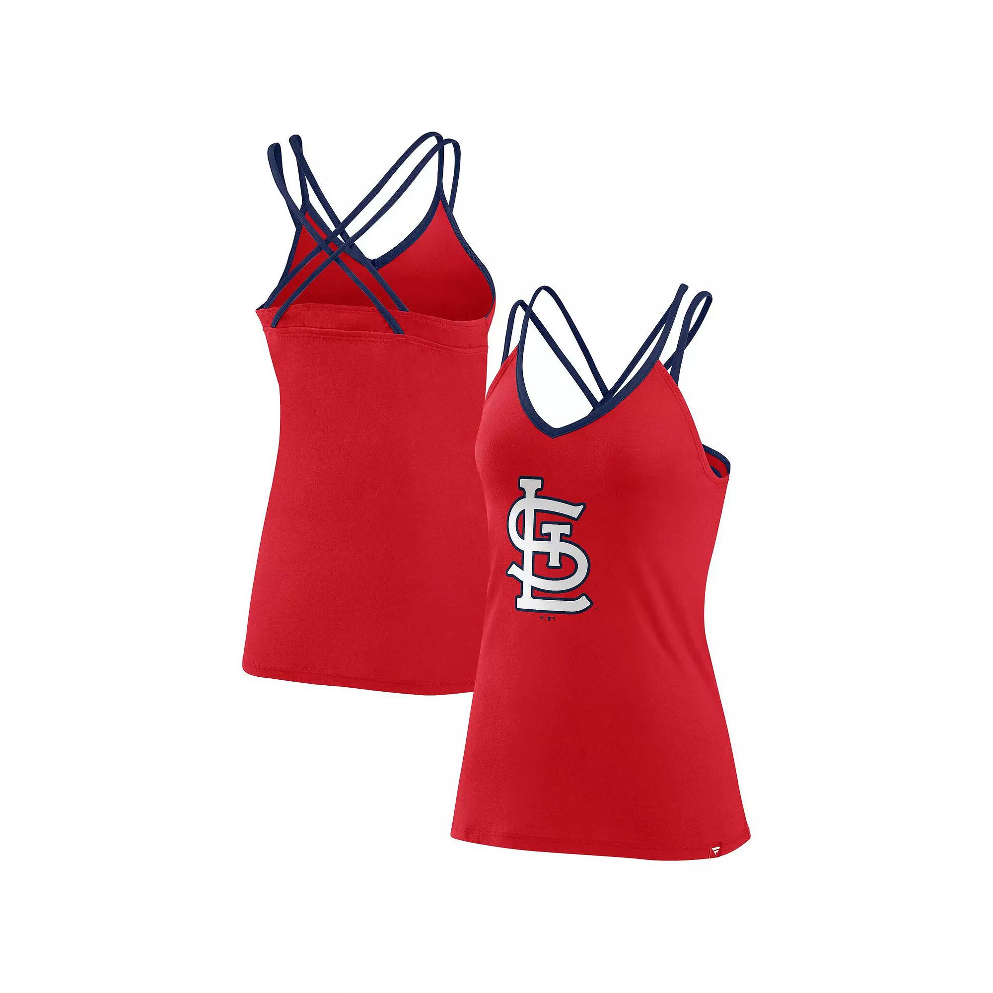 Women's Fanatics Branded Red St. Louis Cardinals Barrel It Up Cross Back V-Neck Tank Top, Size: XS Product Image