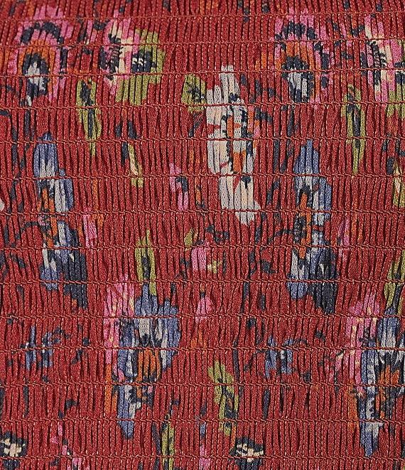 C&V Chelsea & Violet Floral Print Long Sleeve Smocked Coordinating Top Product Image