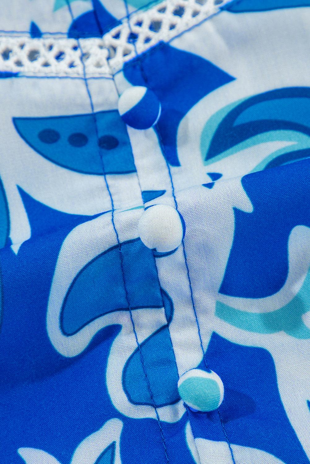 Blue, Pink & White Paisley Print Top Product Image