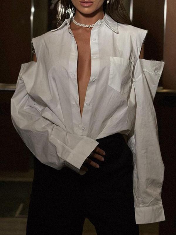 Off Shoulder Loose Long Sleeve Blouse Product Image