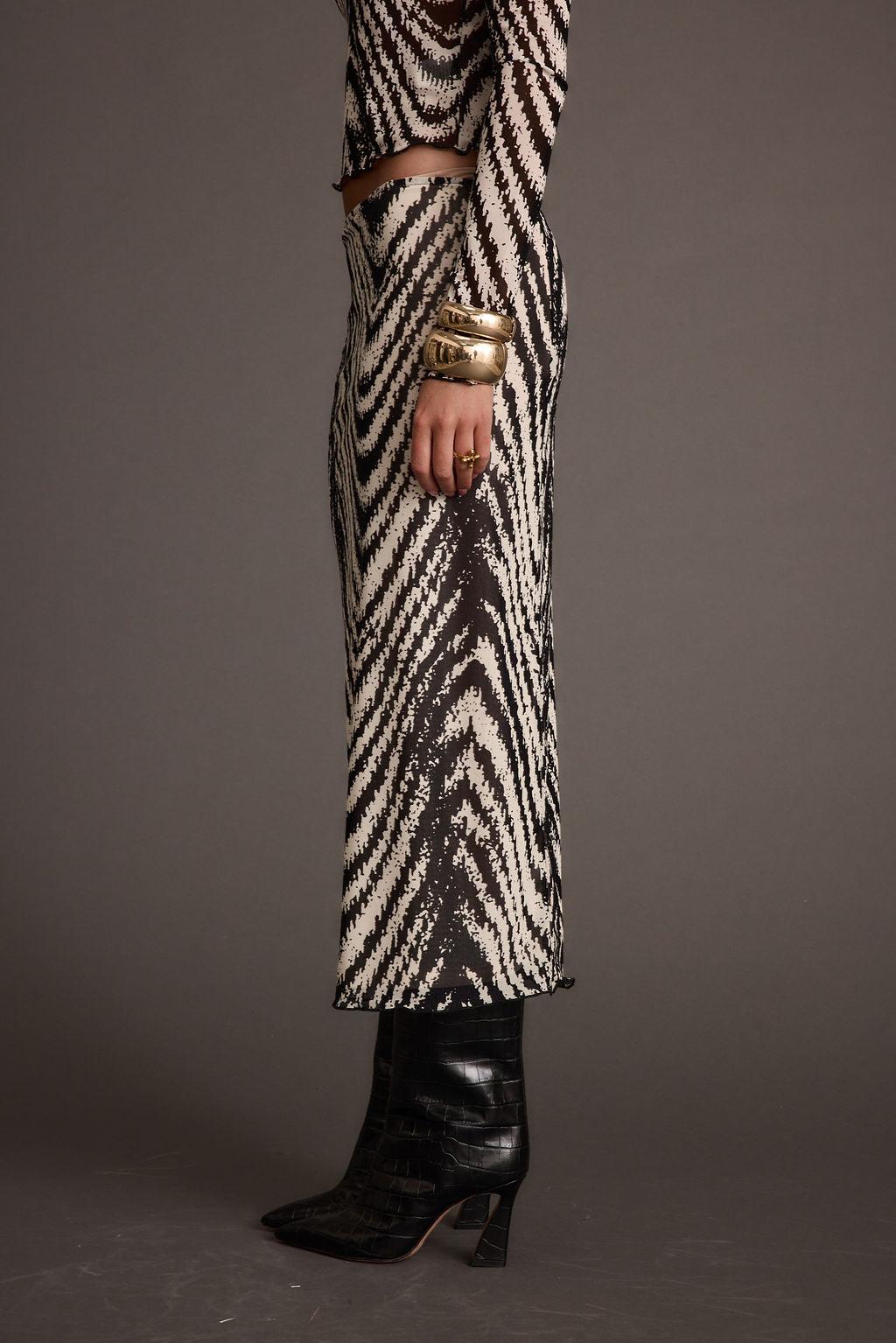 Taryn Zebra Mesh Midi Skirt Product Image