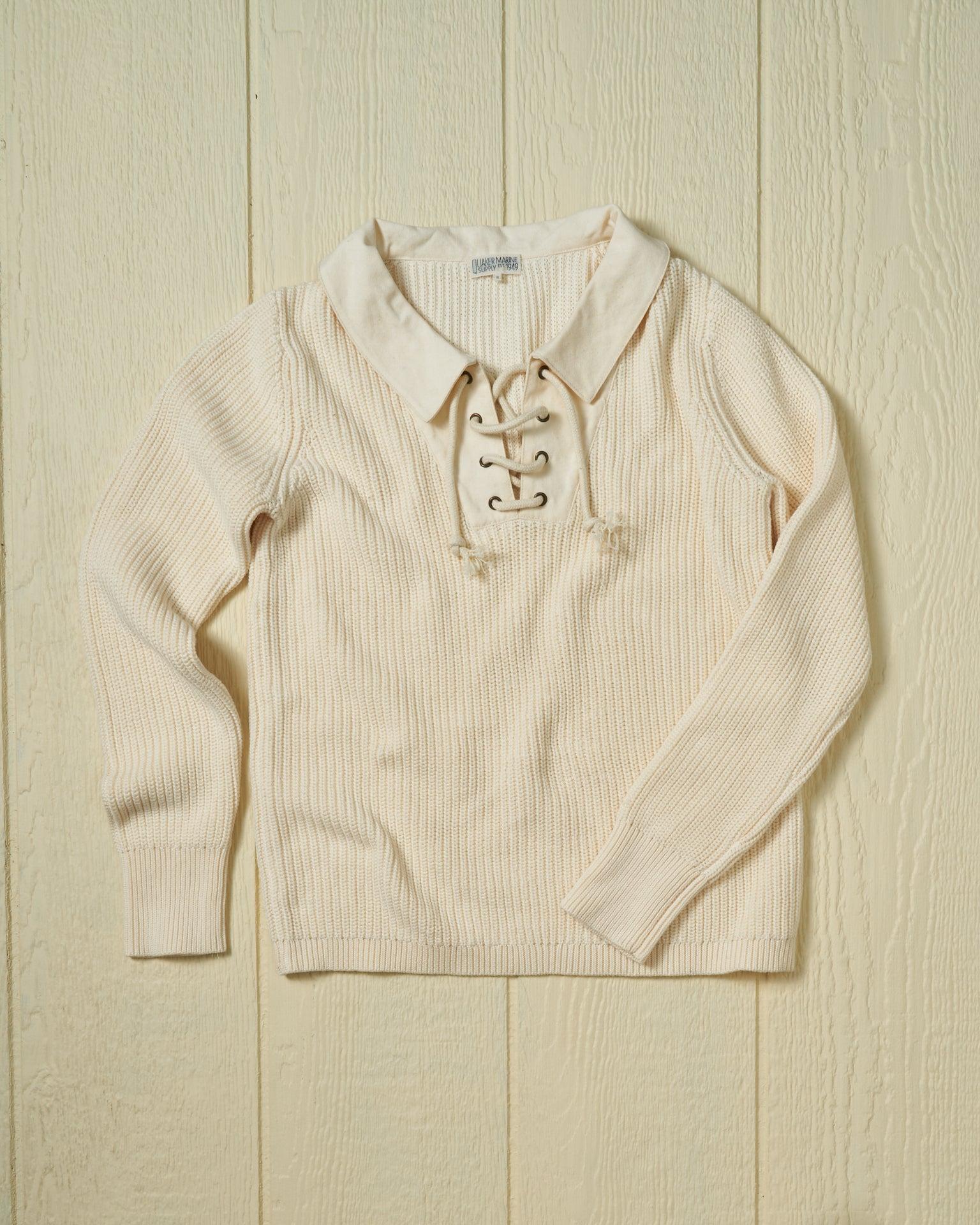 Halifax Lace-Up Sweater in Egret Product Image