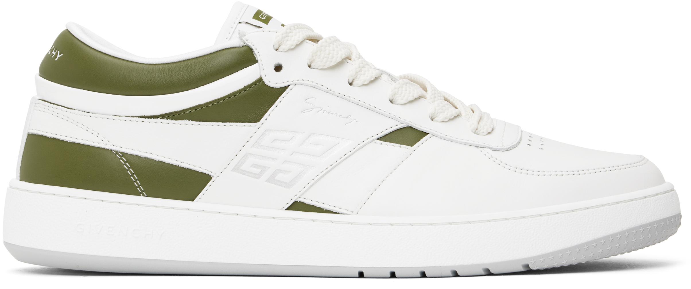 GIVENCHY Leather Sneakers With Rubber Sole And Panelled Design In White Product Image