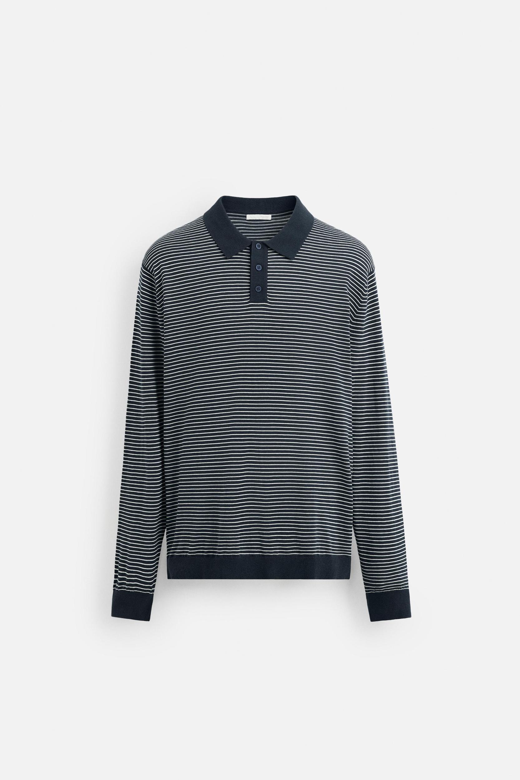 STRIPED KNIT POLO SHIRT Product Image
