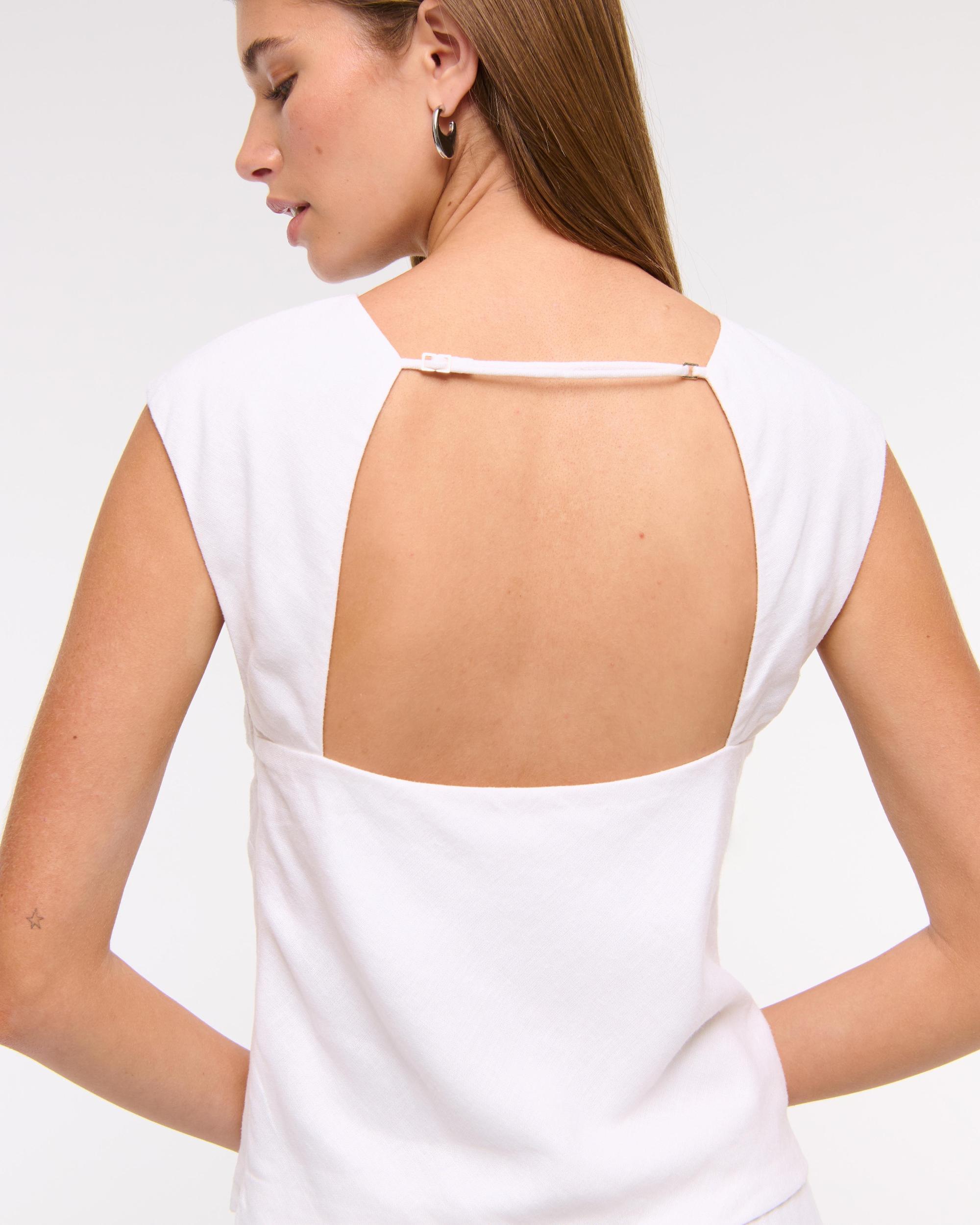 Linen-Blend Skimming Shell Top Product Image
