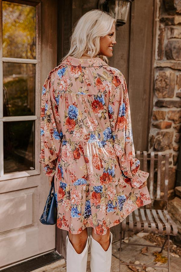 Serene Energy Floral Mini Dress in Blush Product Image