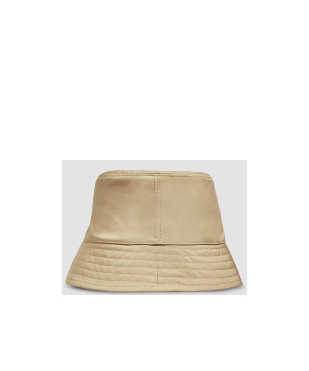 MONCLER Logo Patch Narrow Brim Bucket Hat In Beige Product Image
