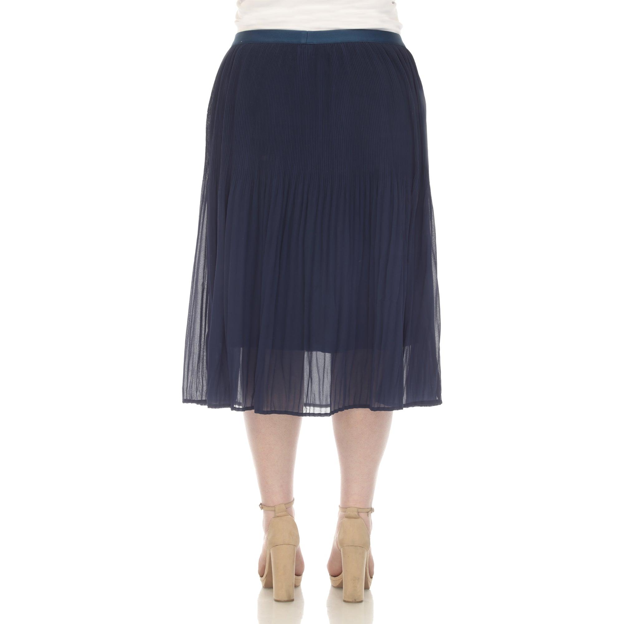 Plus Size Pleated Chiffon Midi Skirt Product Image
