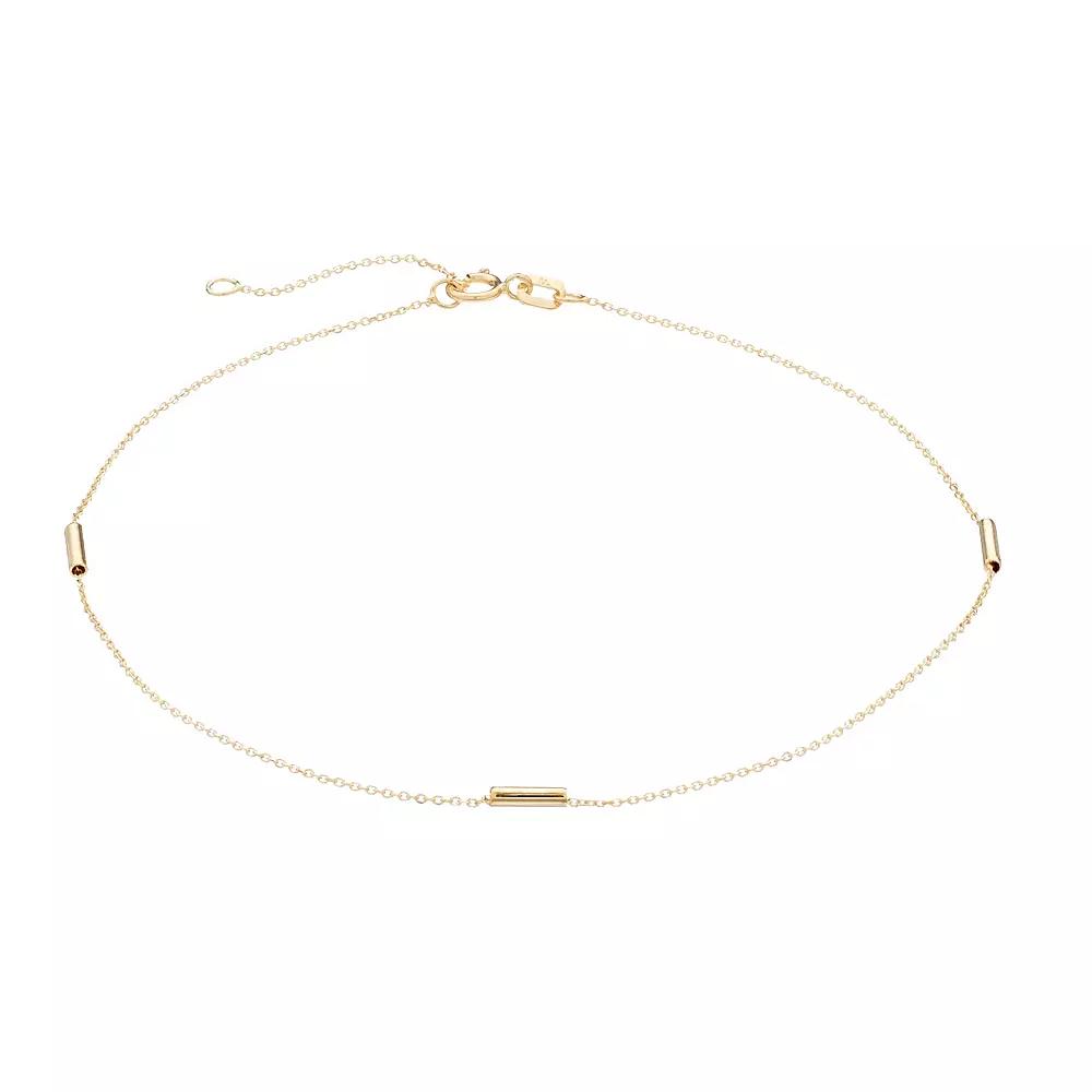 Au Naturale 14k Gold Adjustable Tube Station Anklet, Womens Product Image