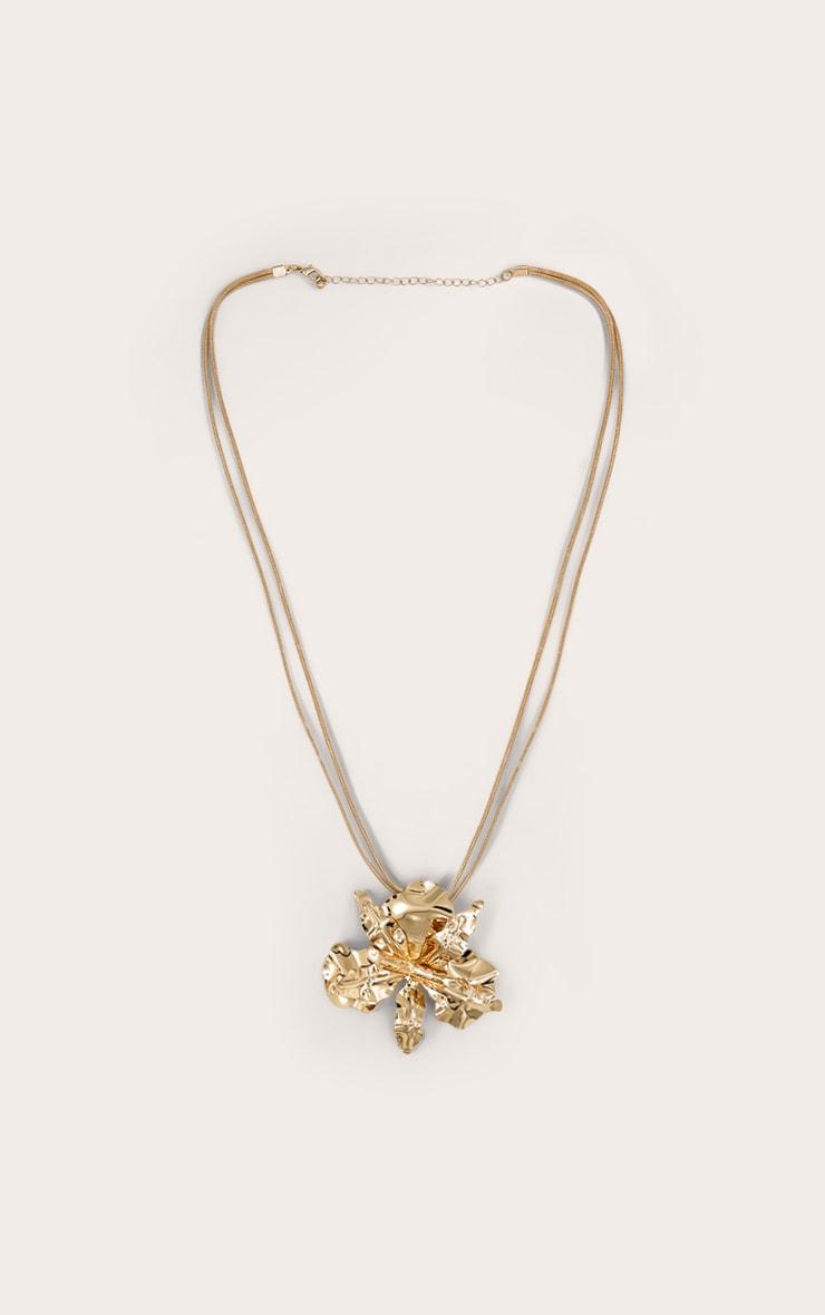 Gold Foil Effect Statement Flower Necklace Product Image