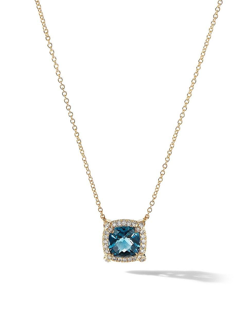 Womens Petite Chatelaine Pav Bezel Pendant Necklace in 18K Yellow Gold with Diamonds Product Image