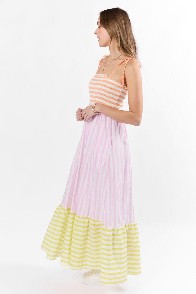 Forever Again Sherbet Striped Color Block Maxi Dress FINAL SALE Product Image