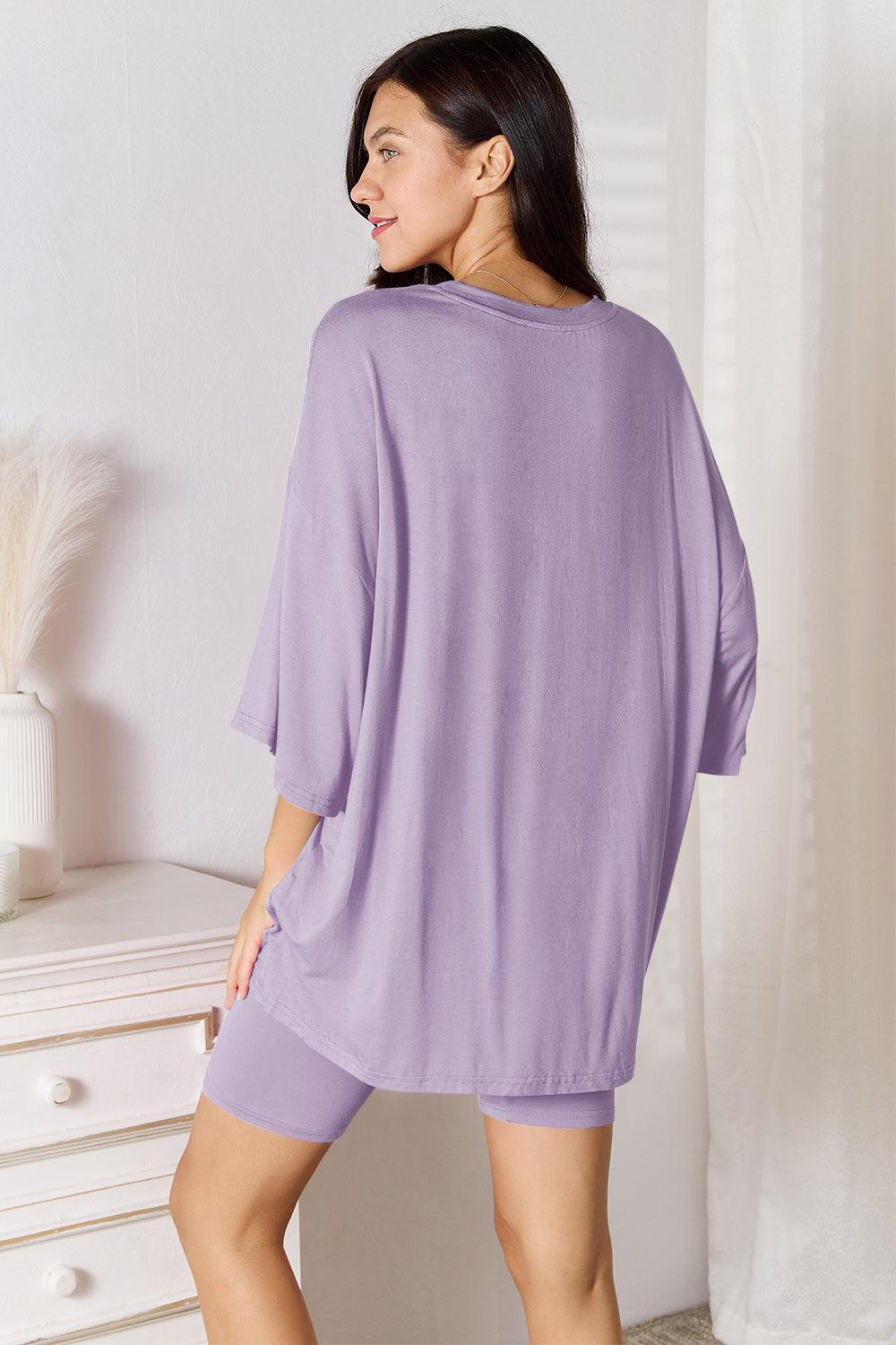Basic Bae Full Size Soft Rayon Three-Quarter Sleeve Top and Shorts Set Product Image