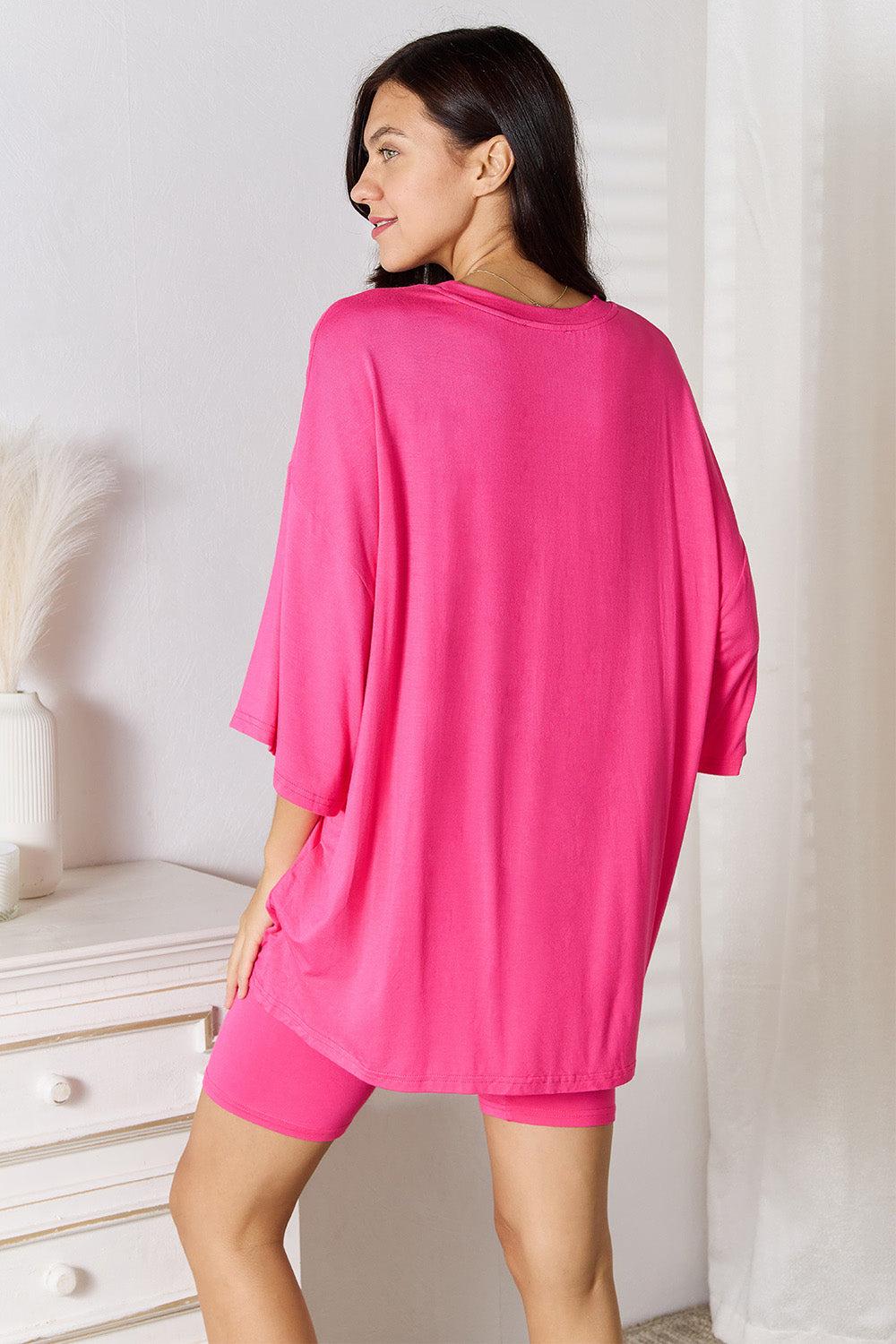 Basic Bae Full Size Soft Rayon Three-Quarter Sleeve Top and Shorts Set Product Image