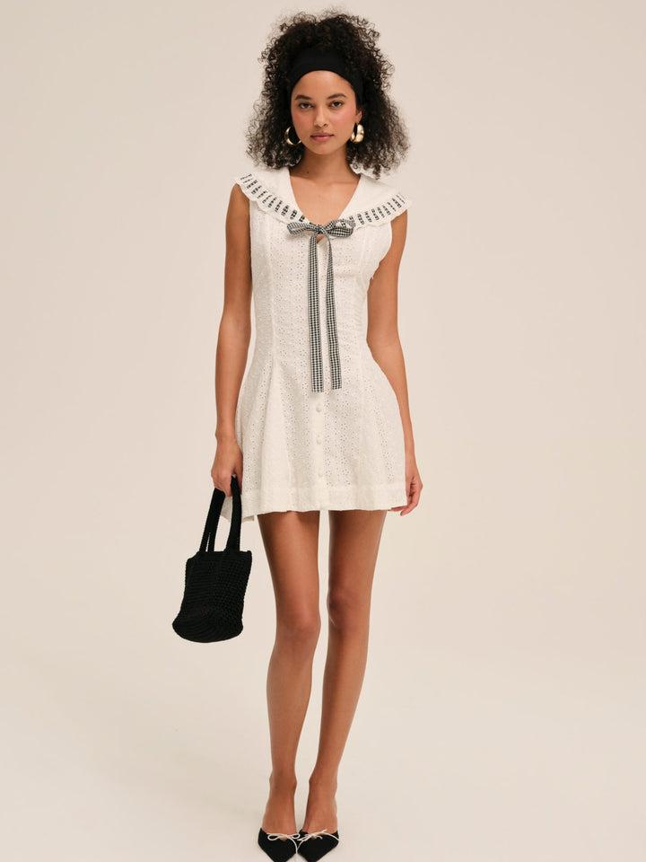 Rosie Ribbon Mini Dress — White Product Image