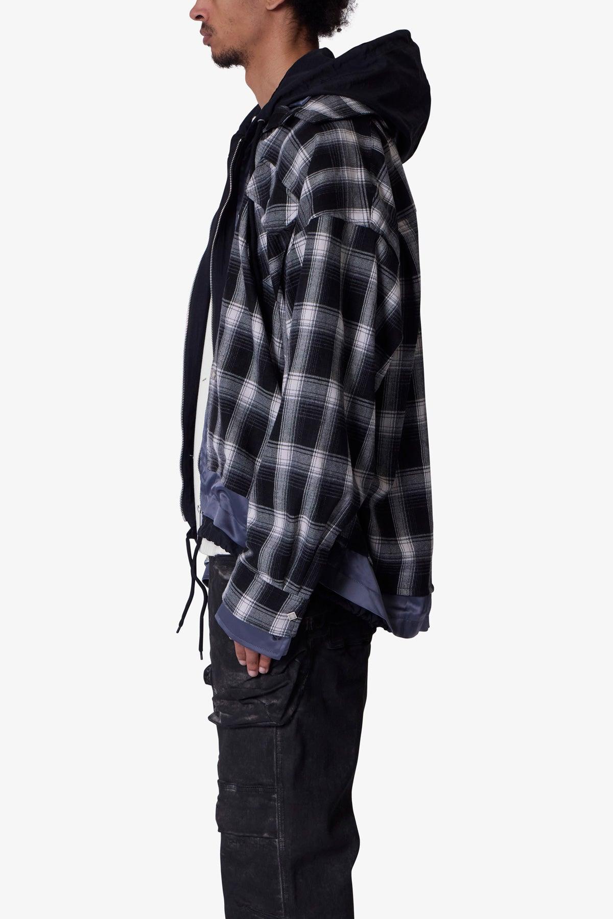 Zipped Up Flannel Jacket - Black Product Image