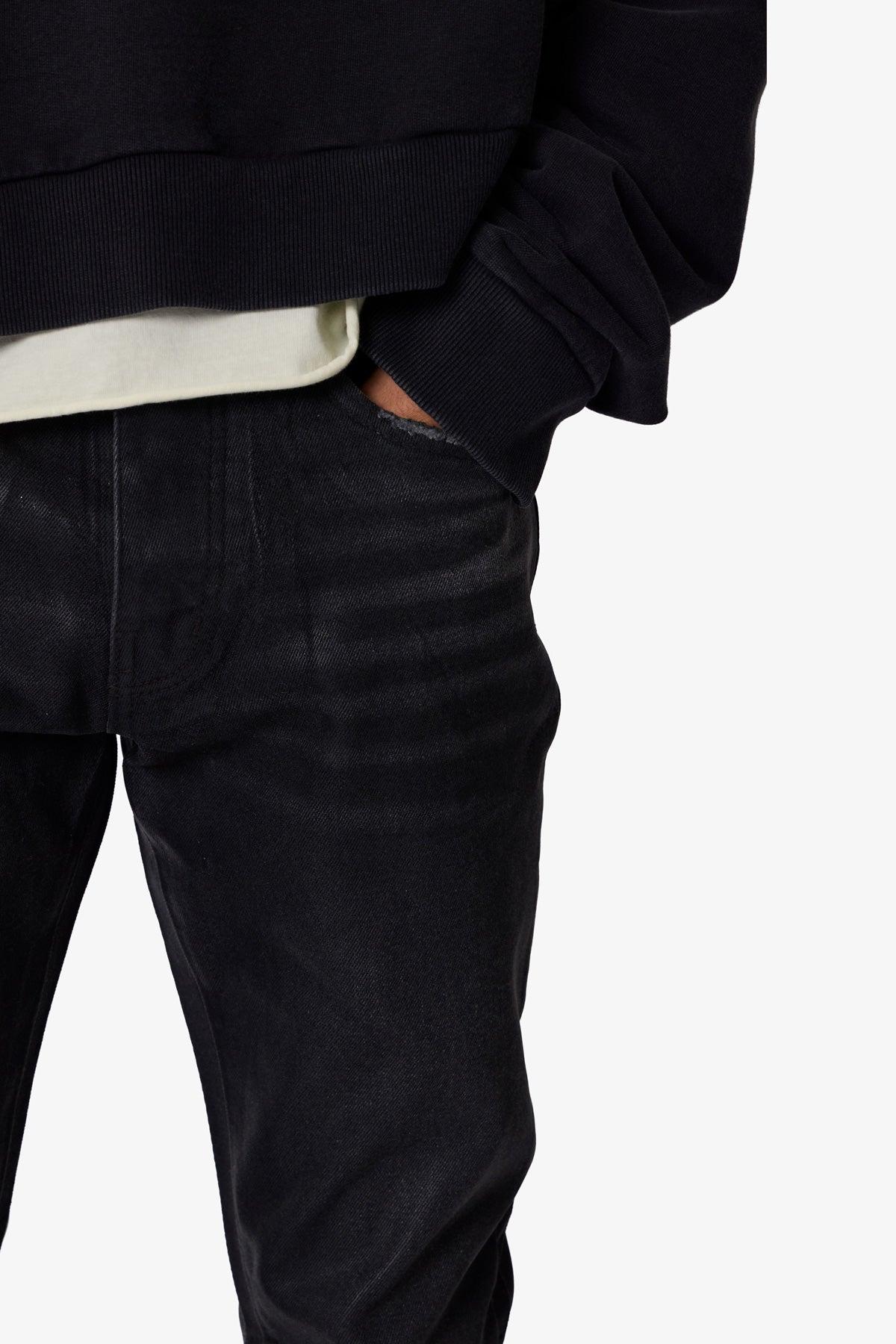 B729 Waxed Denim - Black Product Image