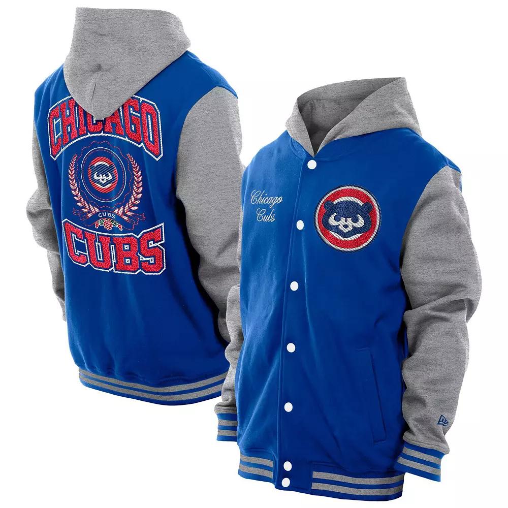 Men's New Era Royal Chicago Cubs Throwback Prep Full-Snap Hoodie Jacket,  Product Image