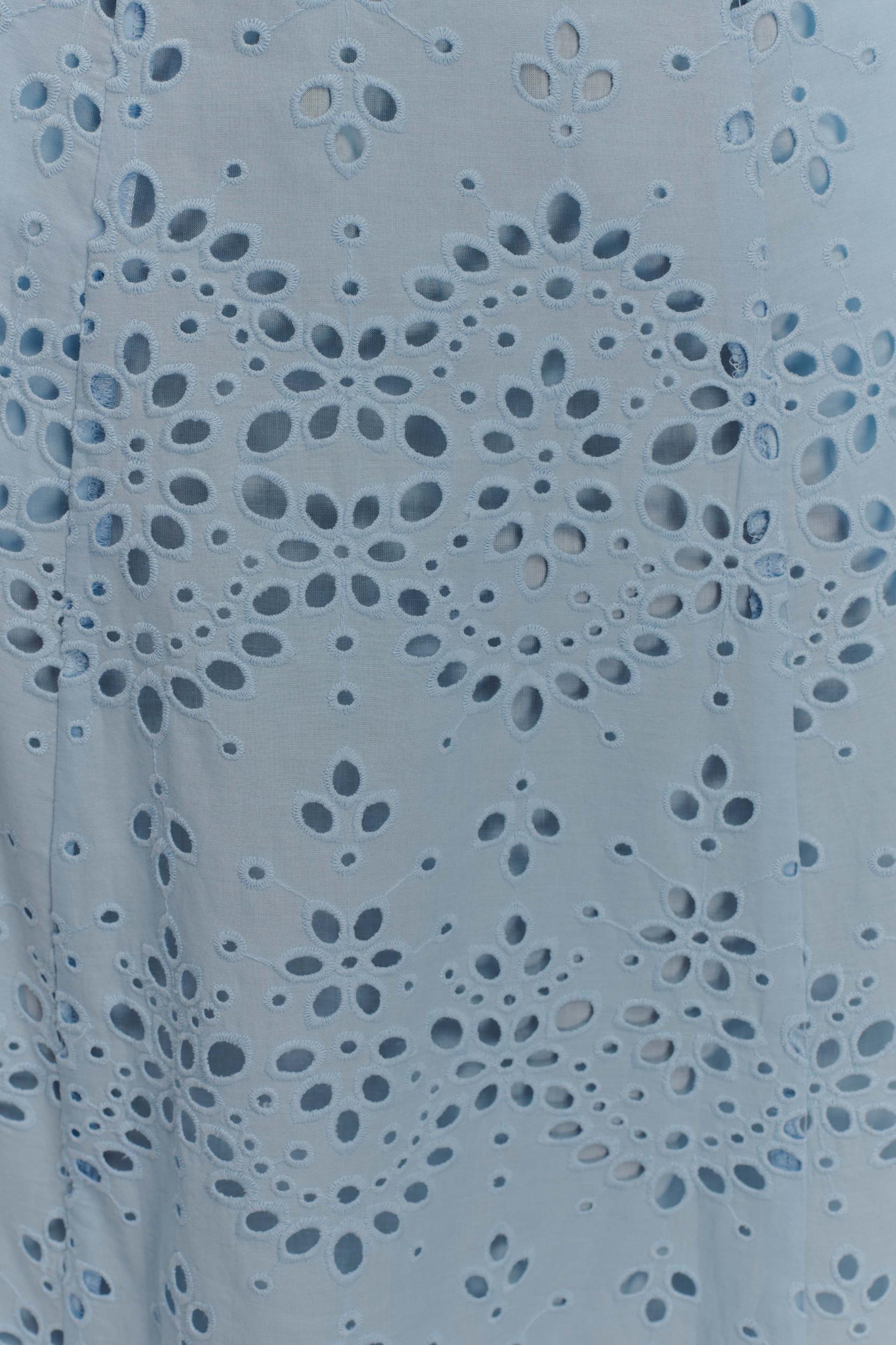 Arla Broderie Midi Skirt - Pale Cornflower Blue Product Image