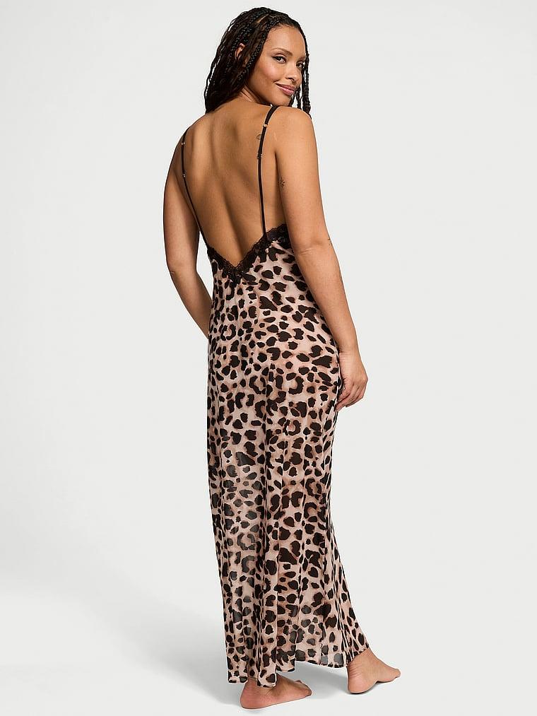 Leopard Chiffon Long Slip Dress Product Image
