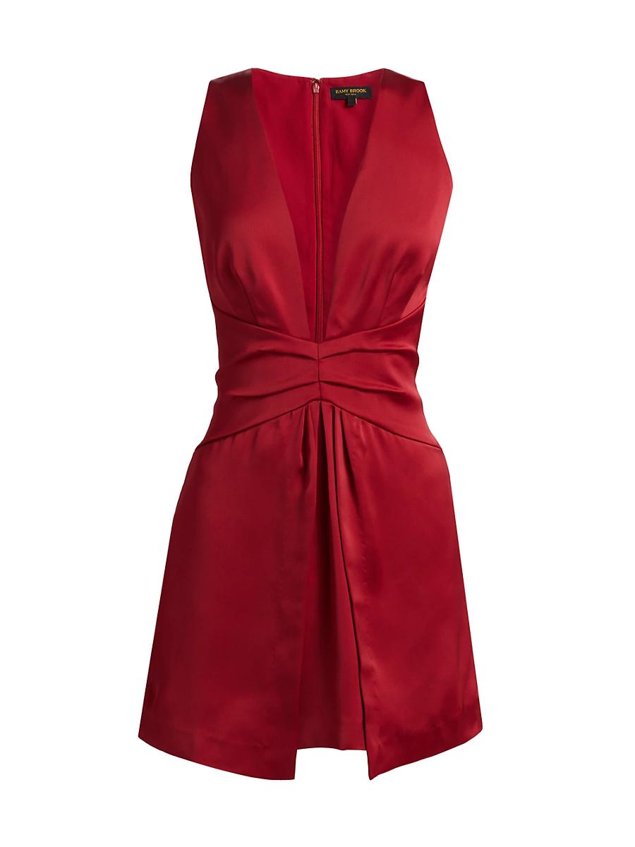Womens Cassea Ruched Satin Minidress Product Image