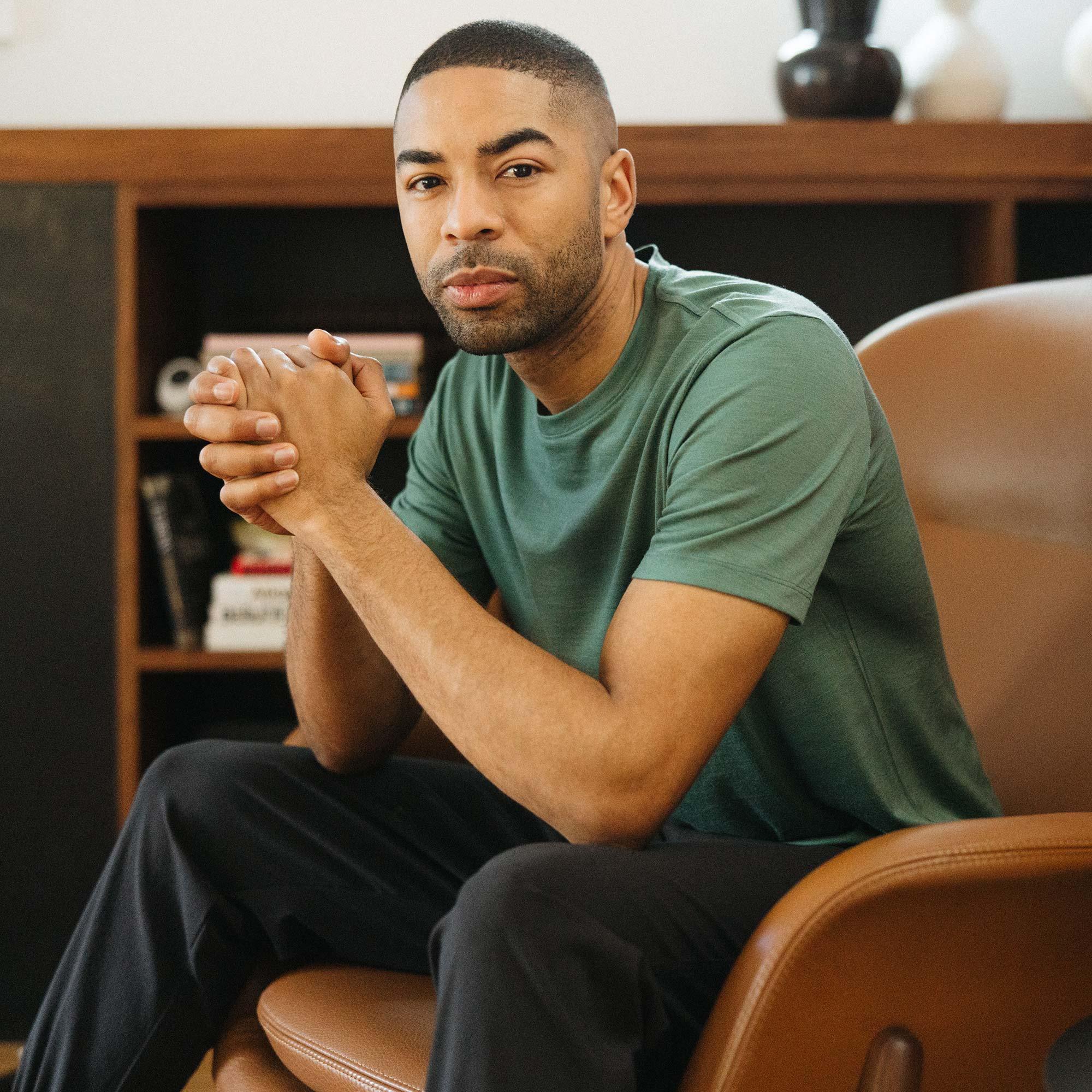 Signature Merino Wool Crew Neck Tee | Terracotta Product Image