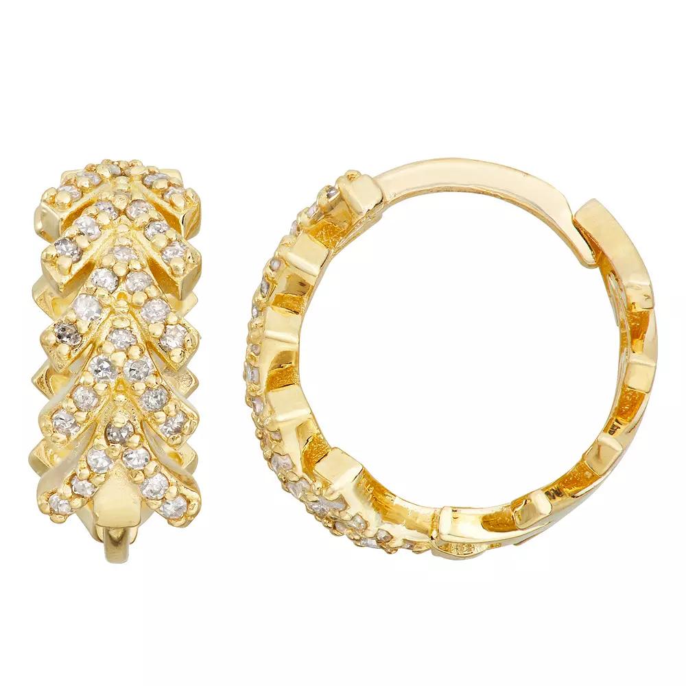 Tiara 10k Gold 1/4 Carat T.W. Diamond Huggie Hoop Earrings, Women's Product Image