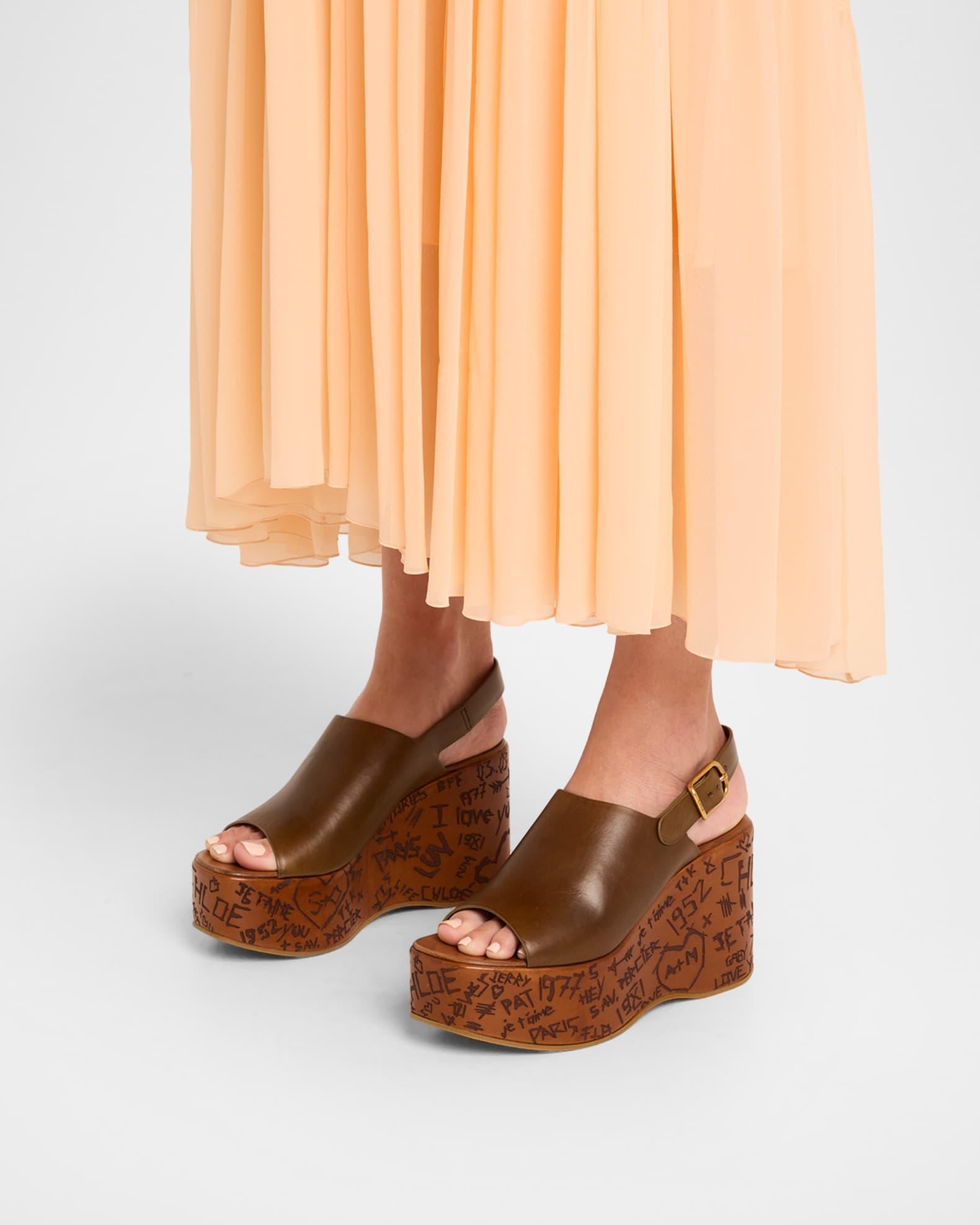 Maxime Leather Slingback Platform Sandals Product Image