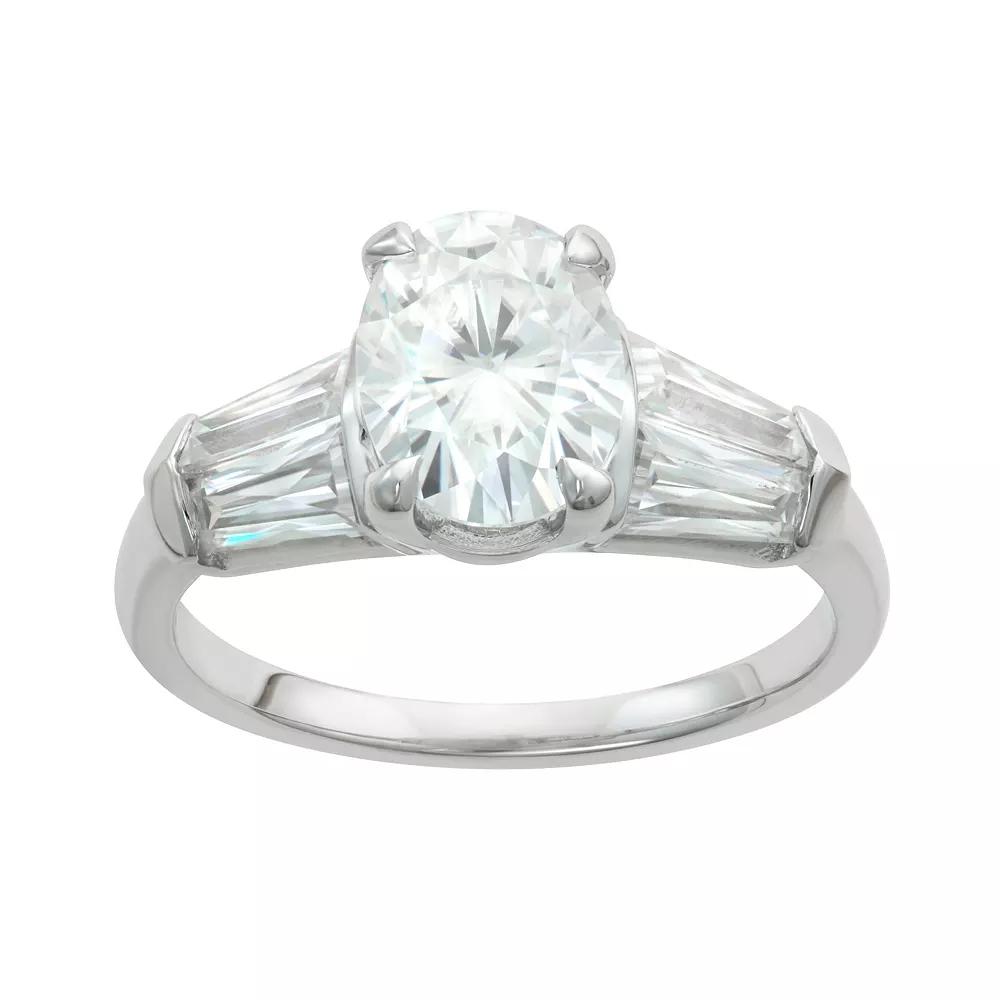 Charles & Colvard 14k Gold 3 1/4 Carat T.W. Lab-Created Oval Engagement Ring, Women's, Size: 6, White Product Image