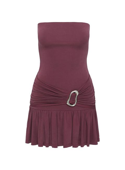 Love Lingers Strapless Mini Dress Burgundy Product Image
