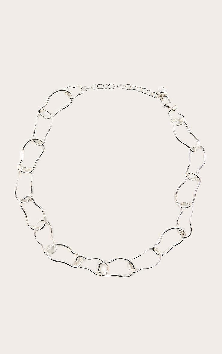Silver Abstract Molten Link Chain Necklace Product Image