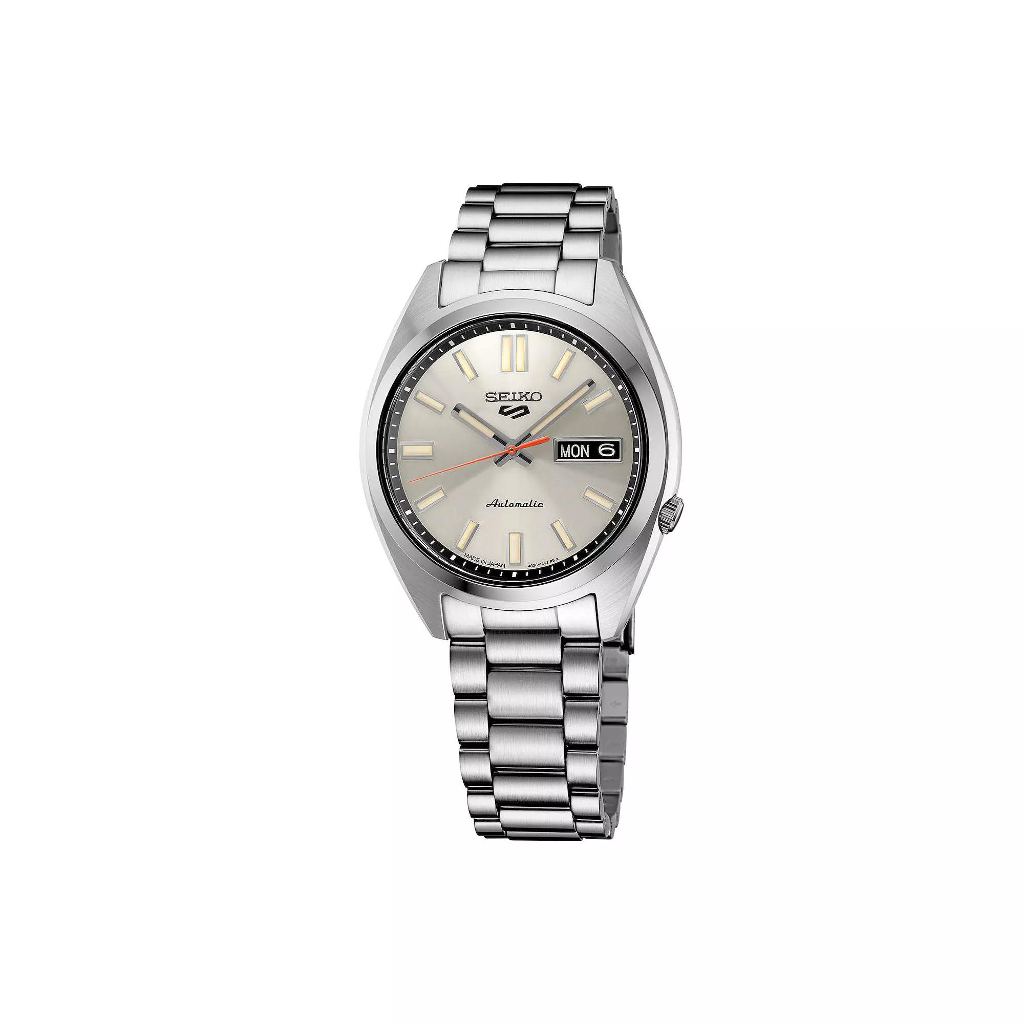 Mens Seiko 5 Sports Midsize Ivory Dial Stainless Steel Automatic Watch - SRPK91 Silver Product Image