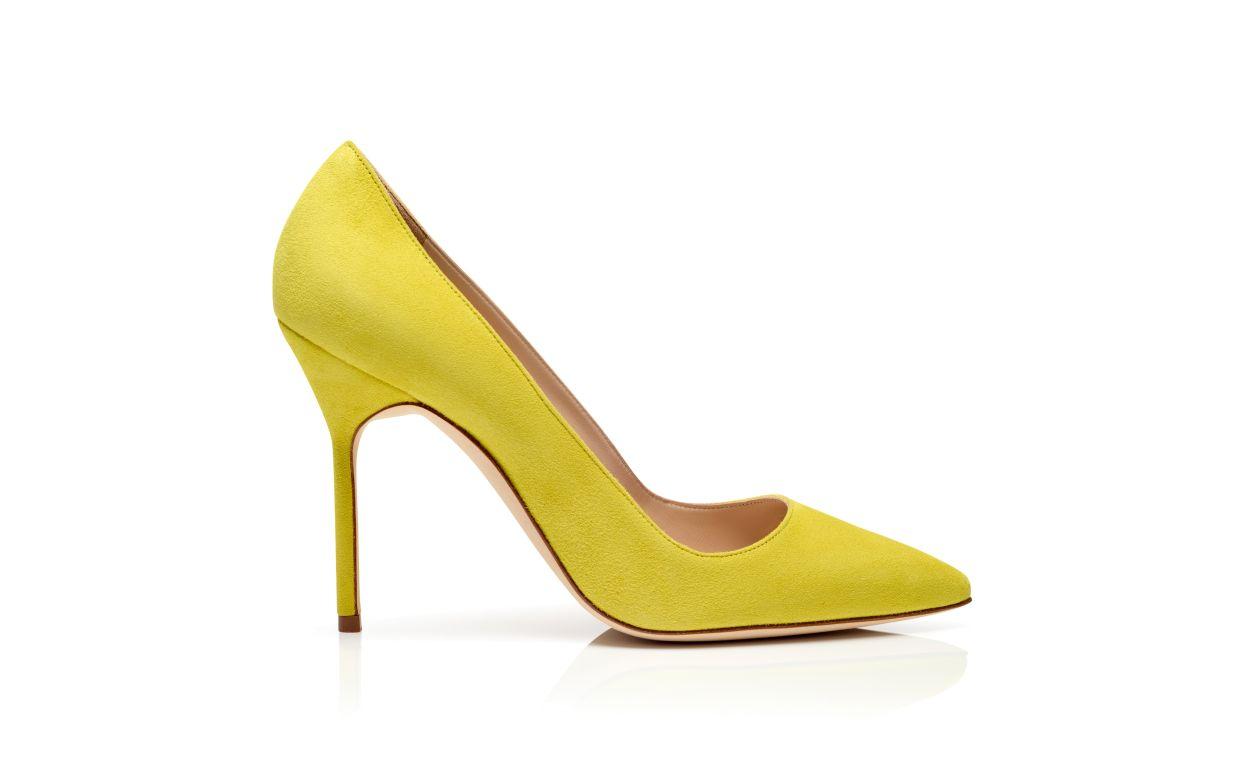 BB Yellow Suede Pointed Toe Pumps Product Image