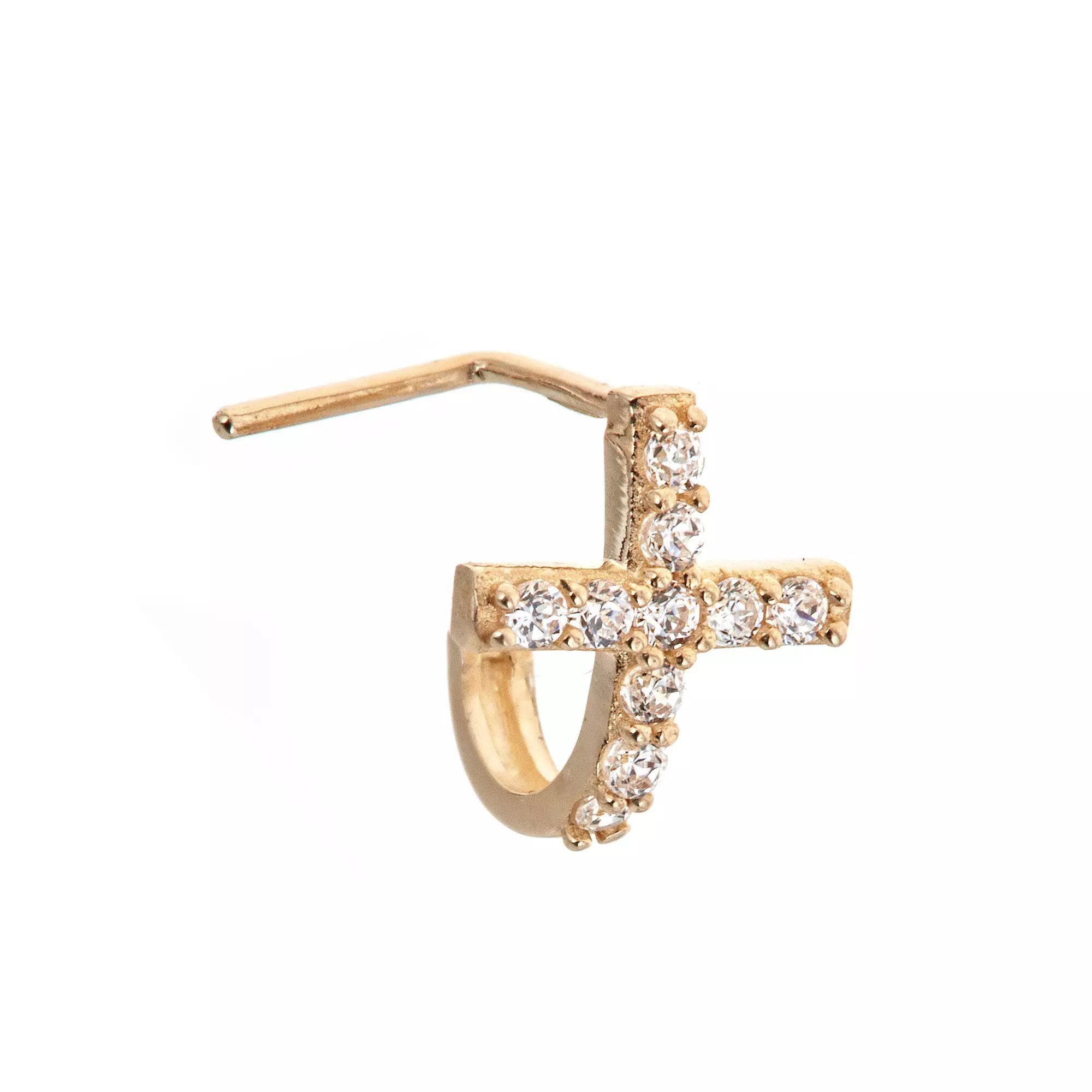 Amella Jewels 10k Gold Cross Nose Ring, Women's, Yellow Product Image
