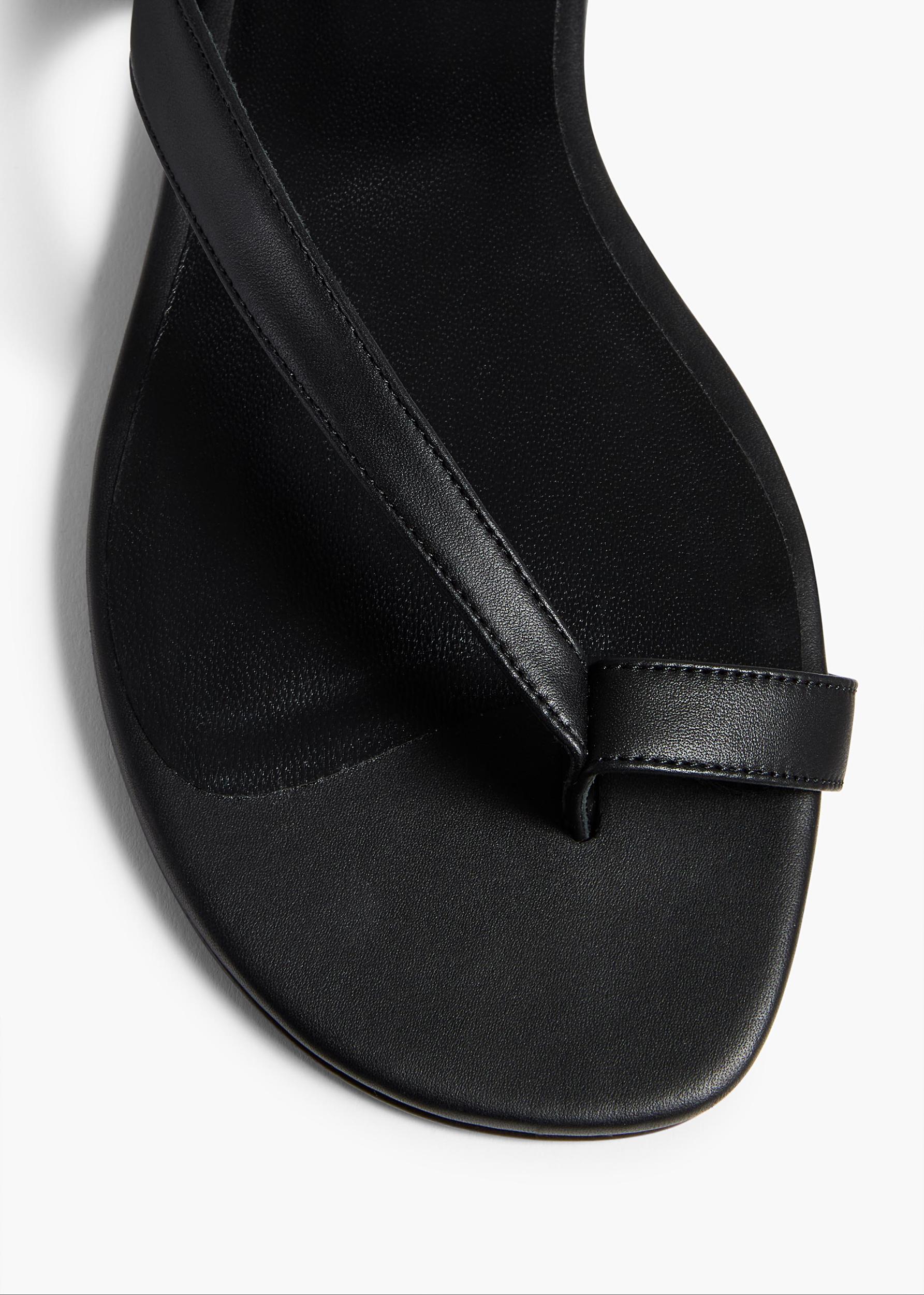 Aimee Ankle Strap Flat Sandal in Black Leather Product Image