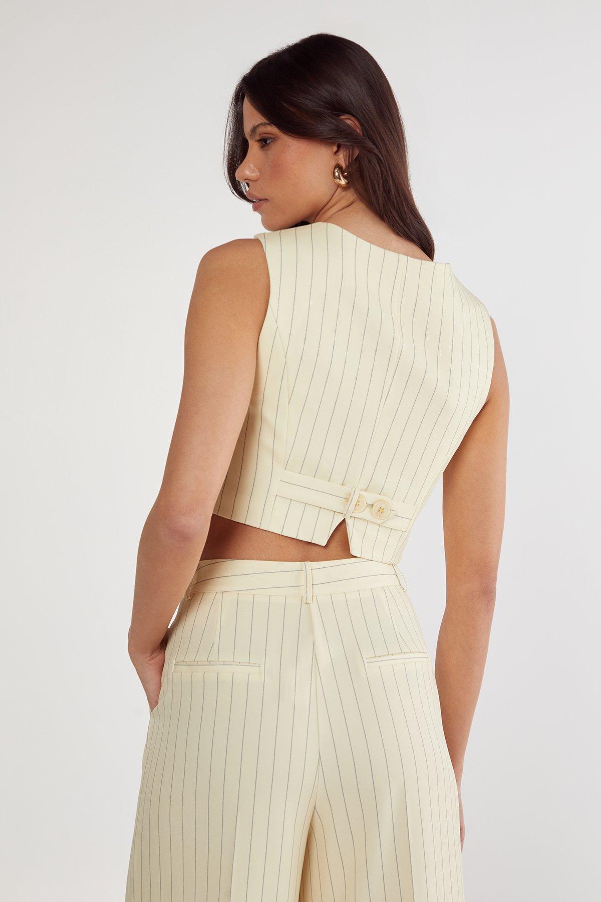 Butter Pinstripe Tailored Vest Product Image
