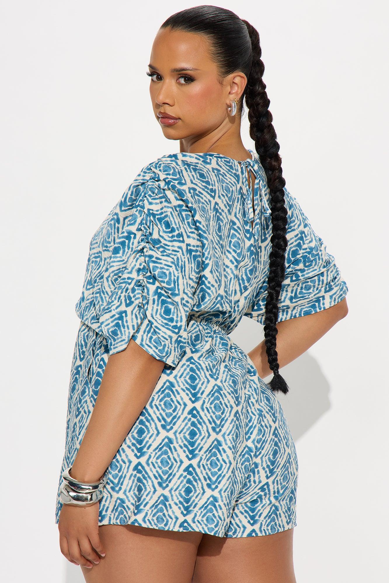 Wildflower Textured Romper - Blue/combo Female Product Image