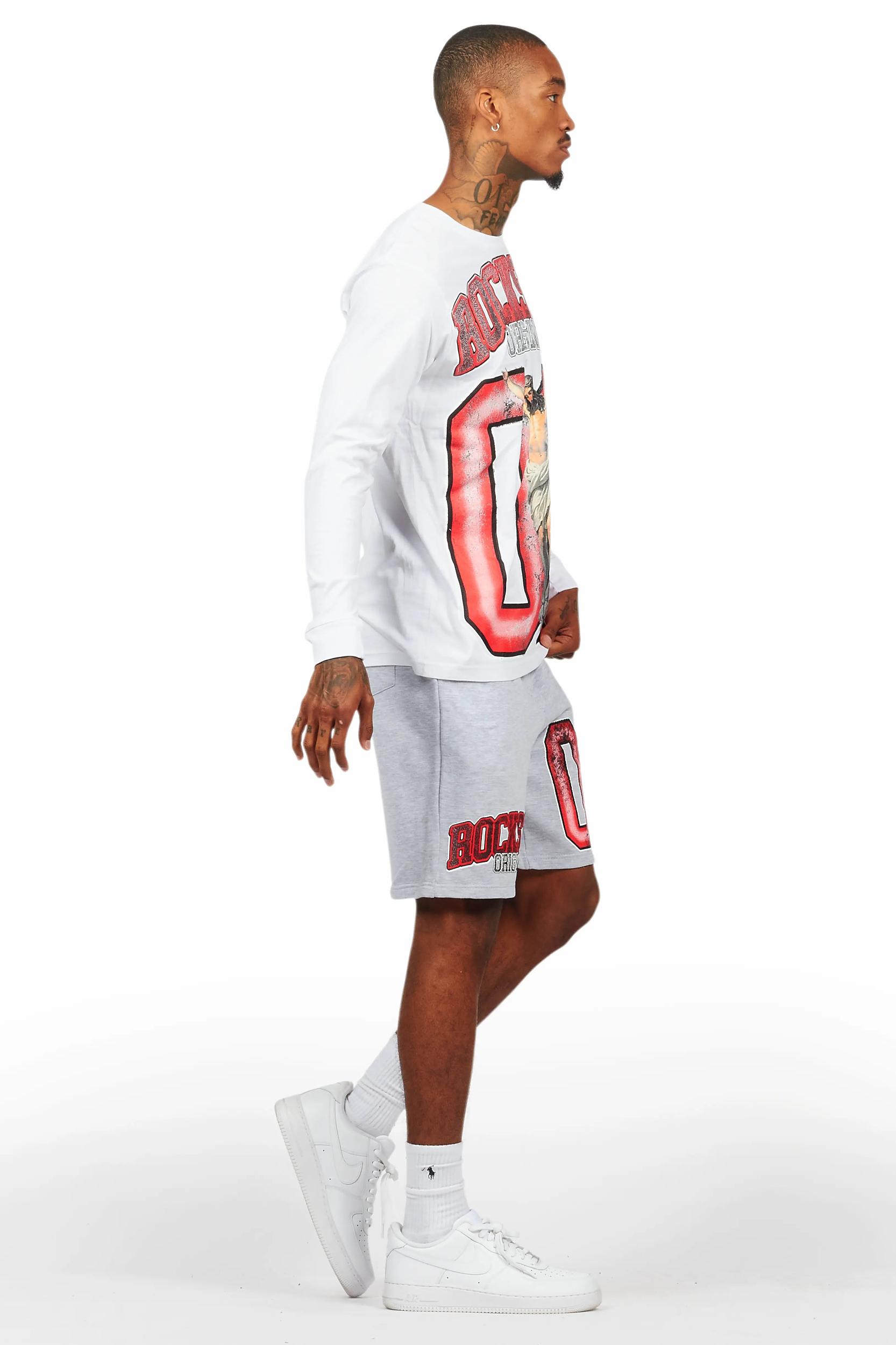 Fields White/Grey Long Sleeve T-Shirt Short Set Male Product Image